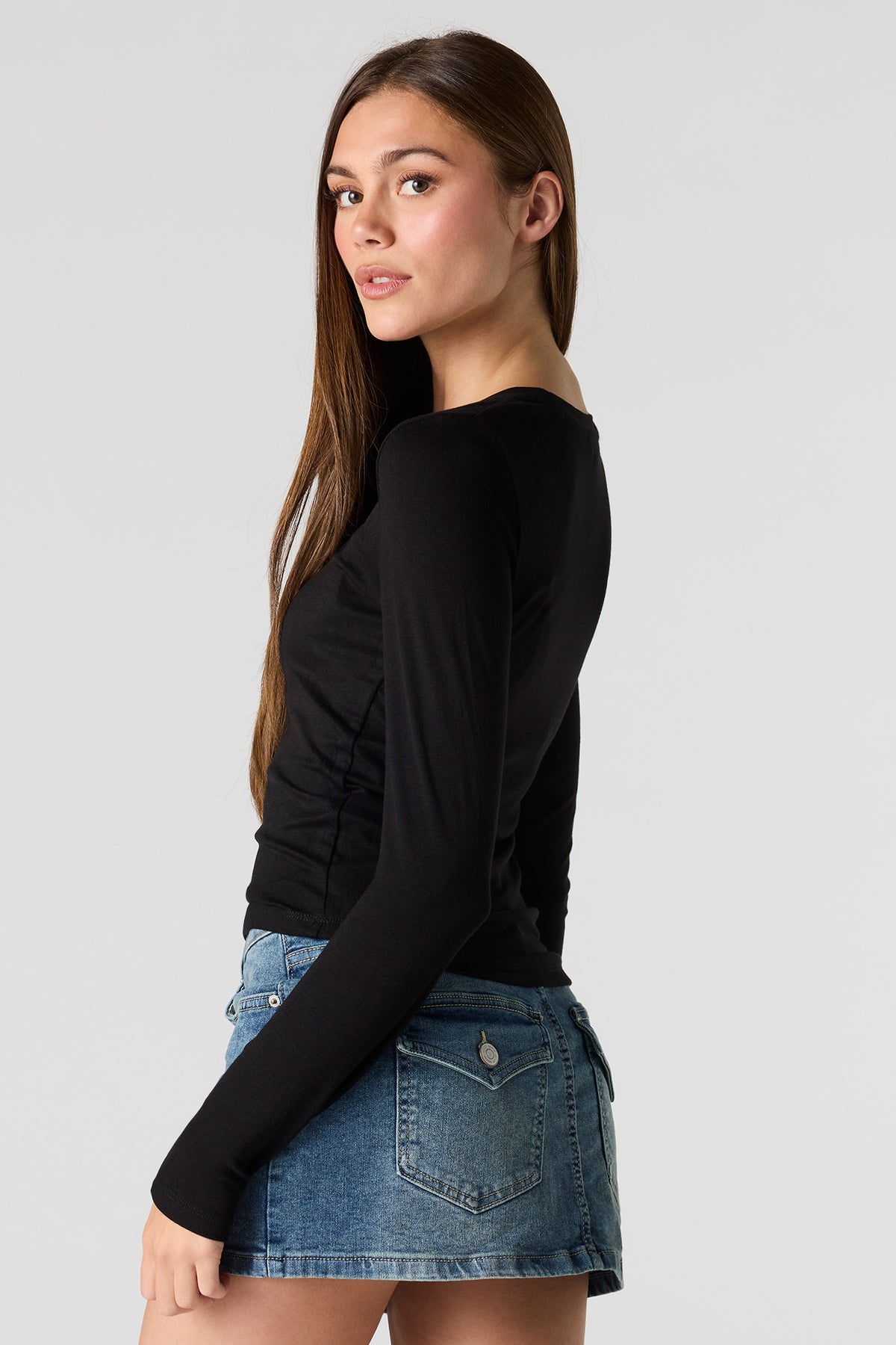 Alt View 2. Long Sleeve Top - Black