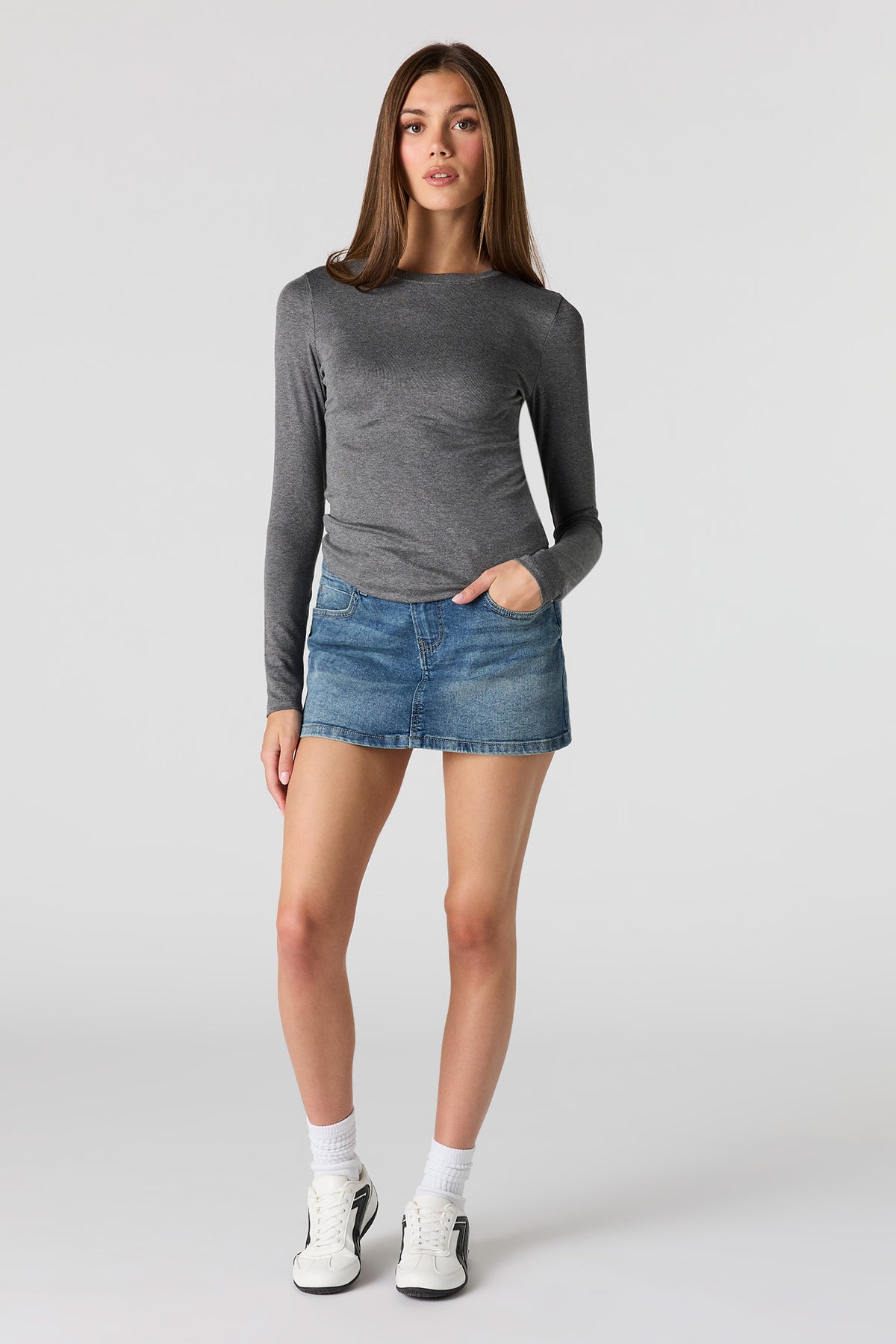 Alt View 3. Long Sleeve Top - Charcoal