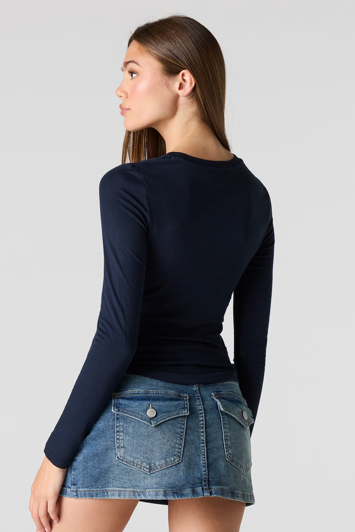 Alt View 2. Long Sleeve Top - Navy