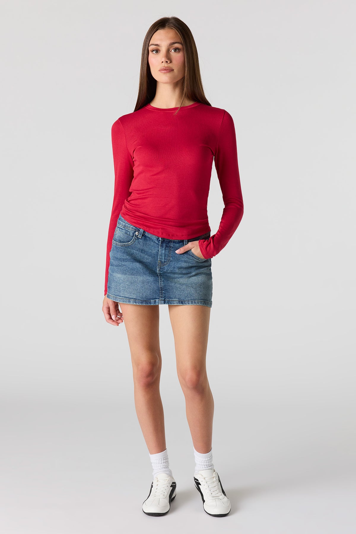 Alt View 3. Long Sleeve Top - Red