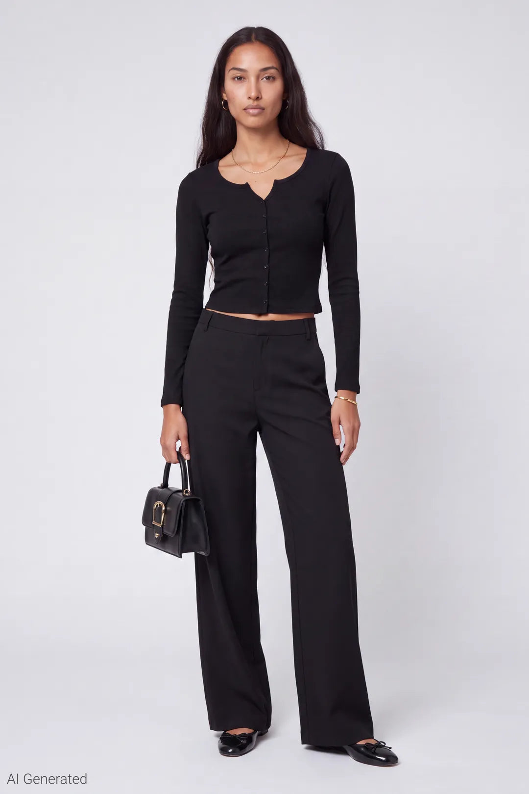 Alt View 2. Button-Up Cardigan - Black