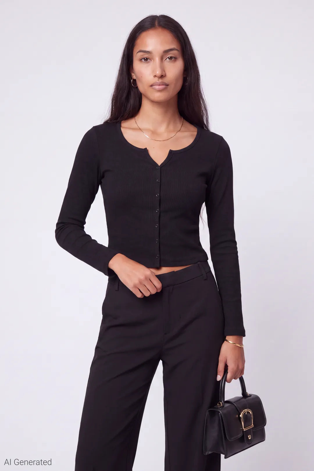 Button-Up Cardigan - Black