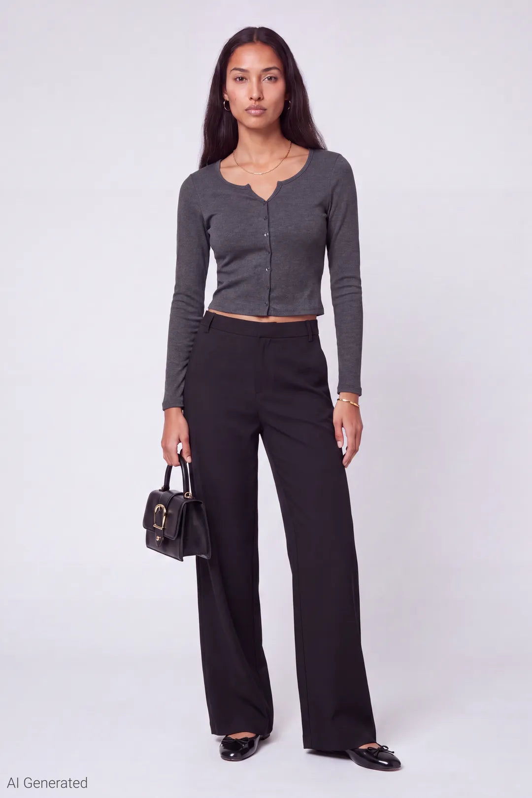 Alt View 2. Button-Up Cardigan - Charcoal