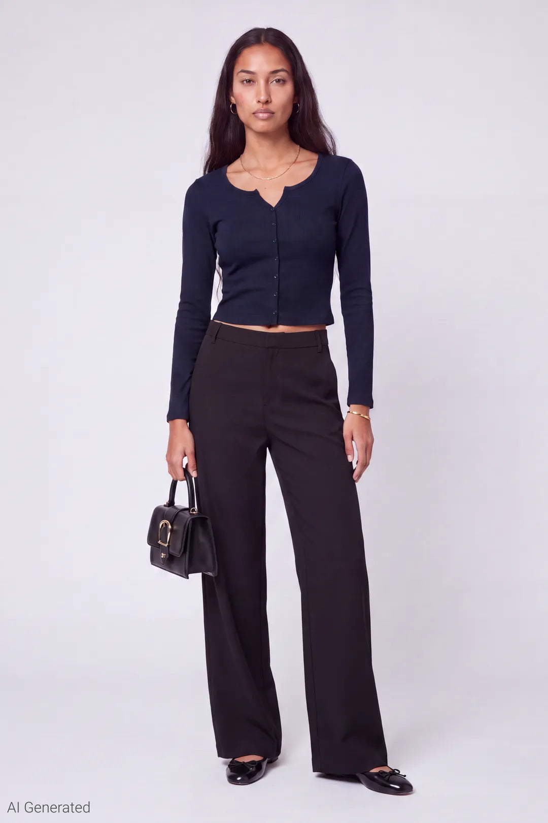 Alt View 2. Button-Up Cardigan - Navy