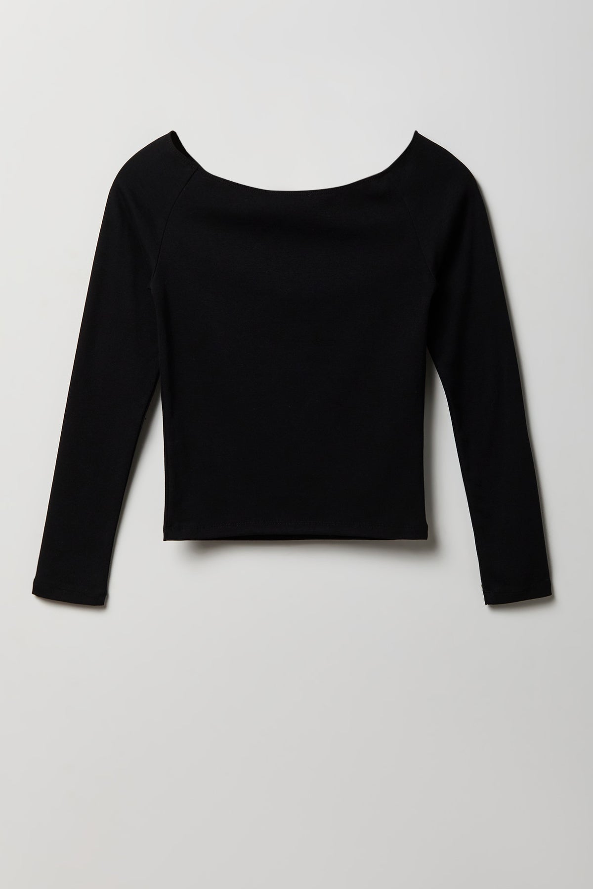 Alt View 2. Off Shoulder Long Sleeve Top - Black