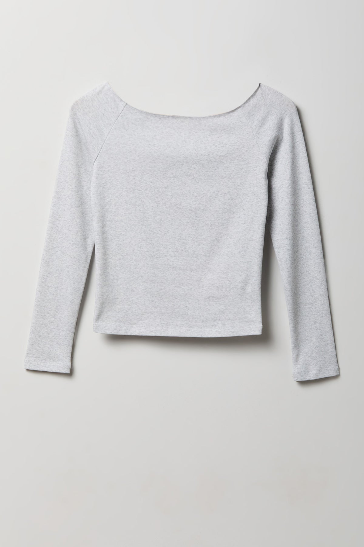 Off Shoulder Long Sleeve Top - Heather Grey