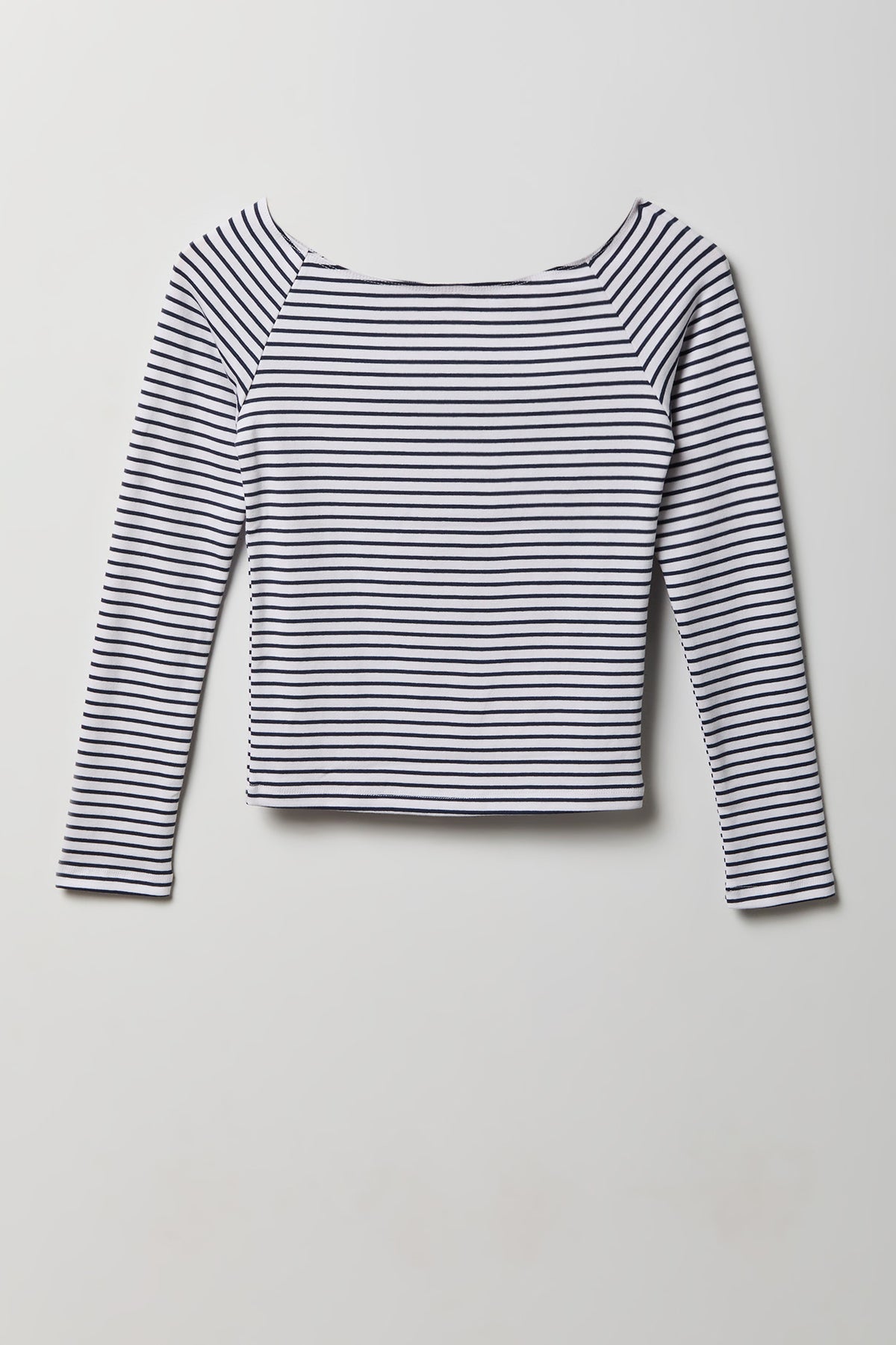 Off Shoulder Long Sleeve Top - Blue