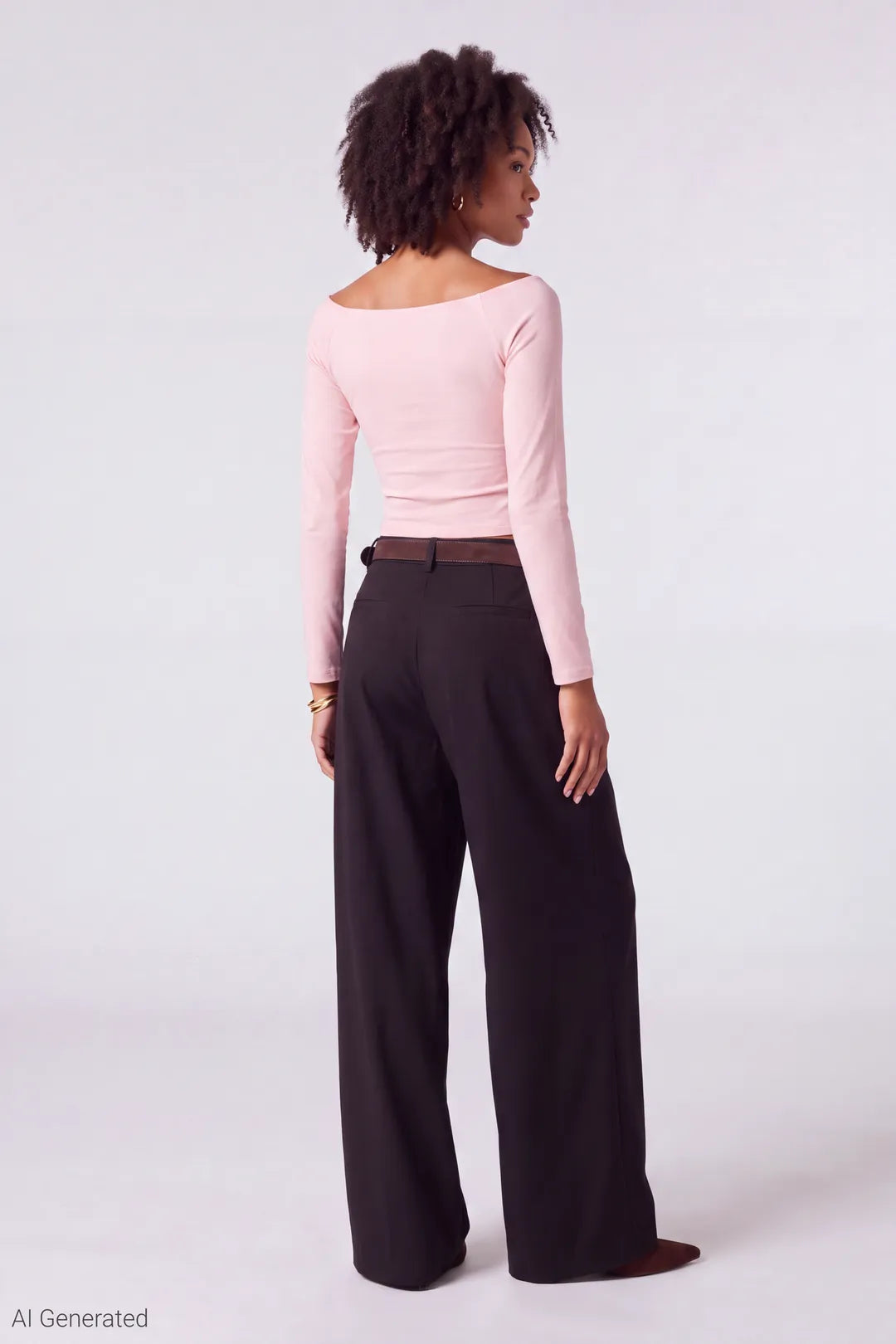 Alt View 3. Off Shoulder Long Sleeve Top - Light Pink