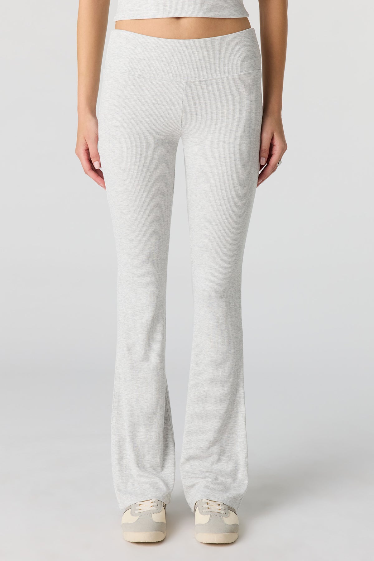 Alt View 3. Soft Ribbed T-Shirt & Flare Pant Set - Light Grey