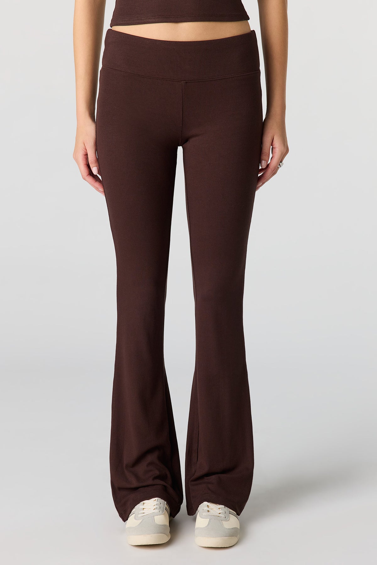 Alt View 3. Soft Ribbed T-Shirt & Flare Pant Set - Brown