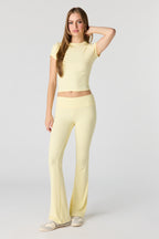 Soft Ribbed T-Shirt & Flare Pant Set