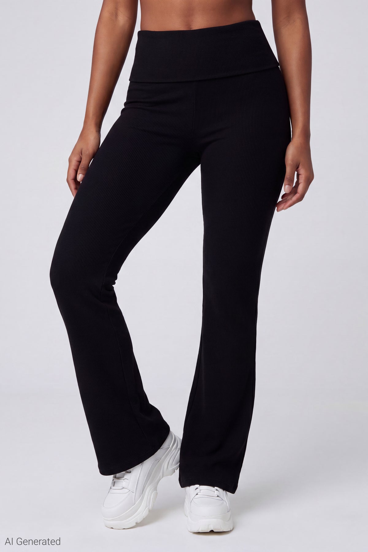 Alt View 4. Soft Ribbed T-Shirt & Flare Pant Set - Black