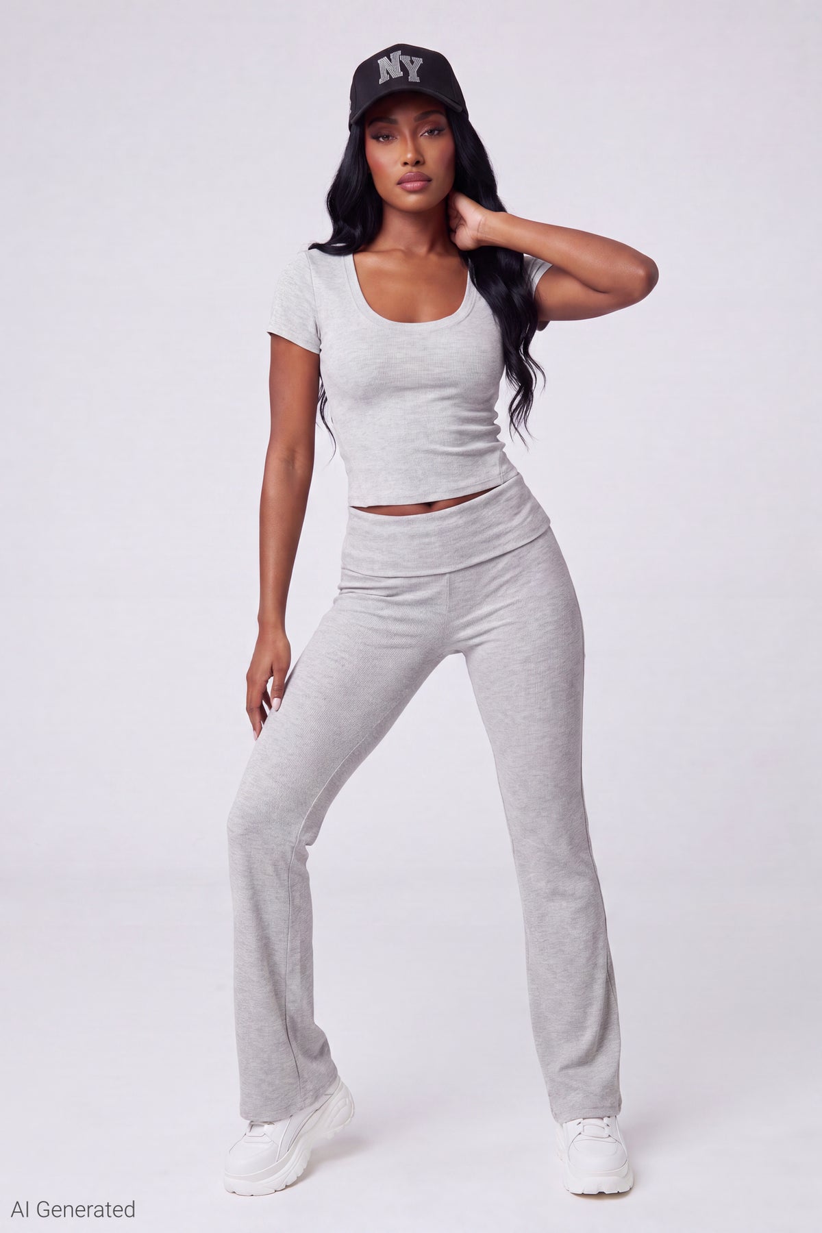 Alt View 9. Soft Ribbed T-Shirt & Flare Pant Set - Pink