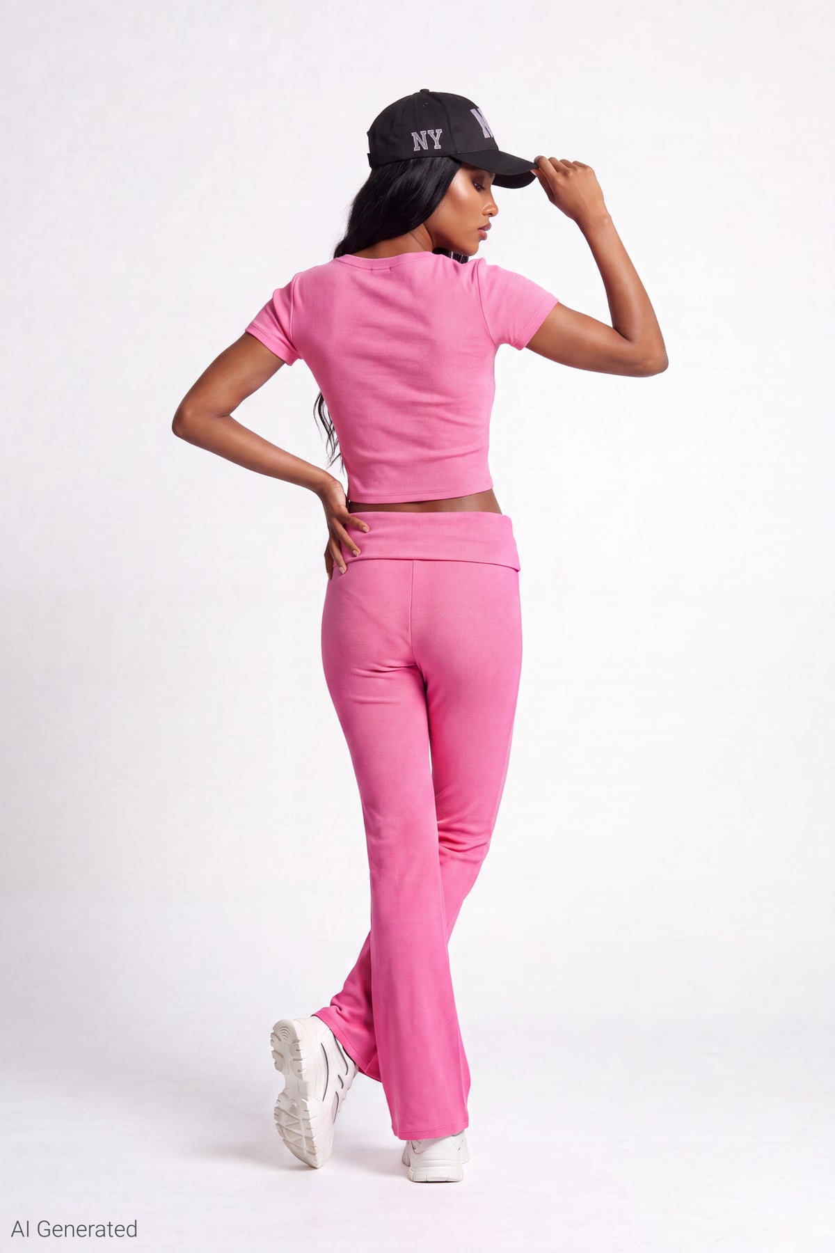 Alt View 2. Soft Ribbed T-Shirt & Flare Pant Set - Pink