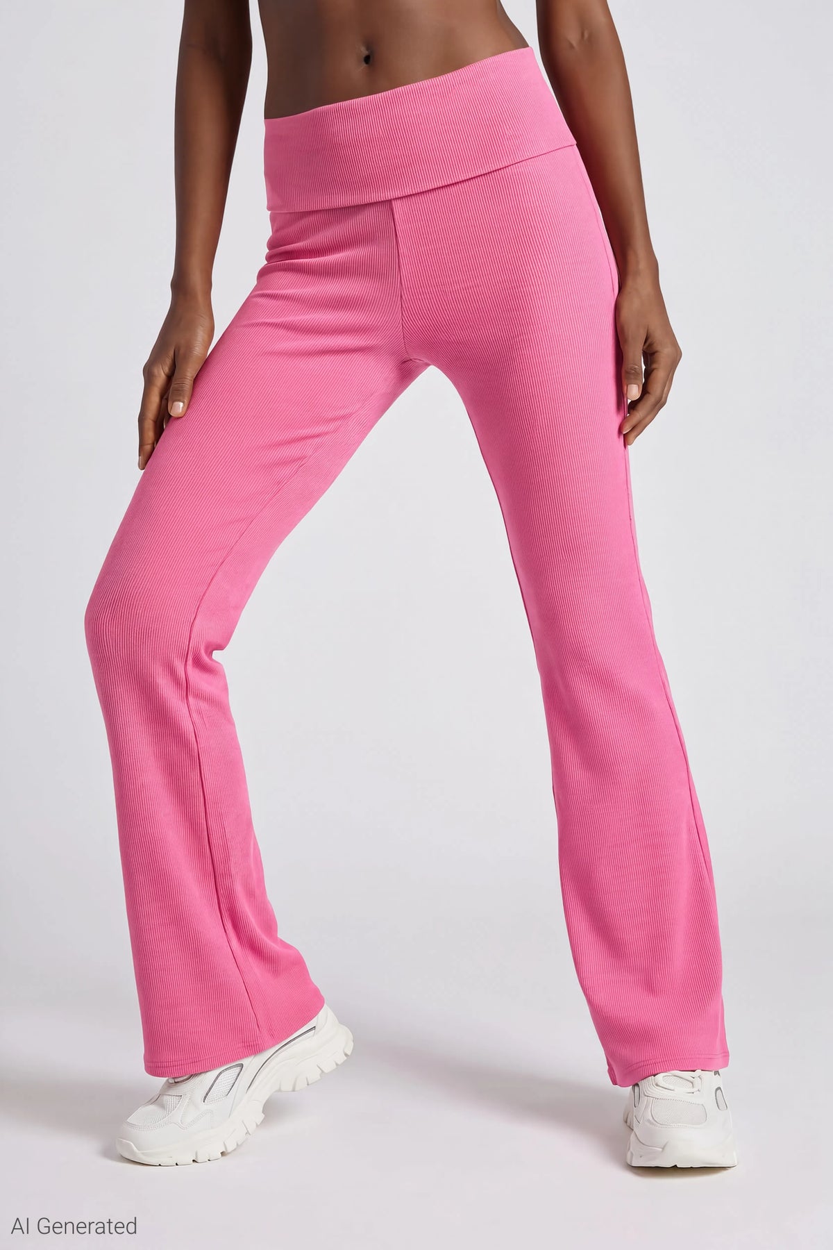 Alt View 4. Soft Ribbed T-Shirt & Flare Pant Set - Pink