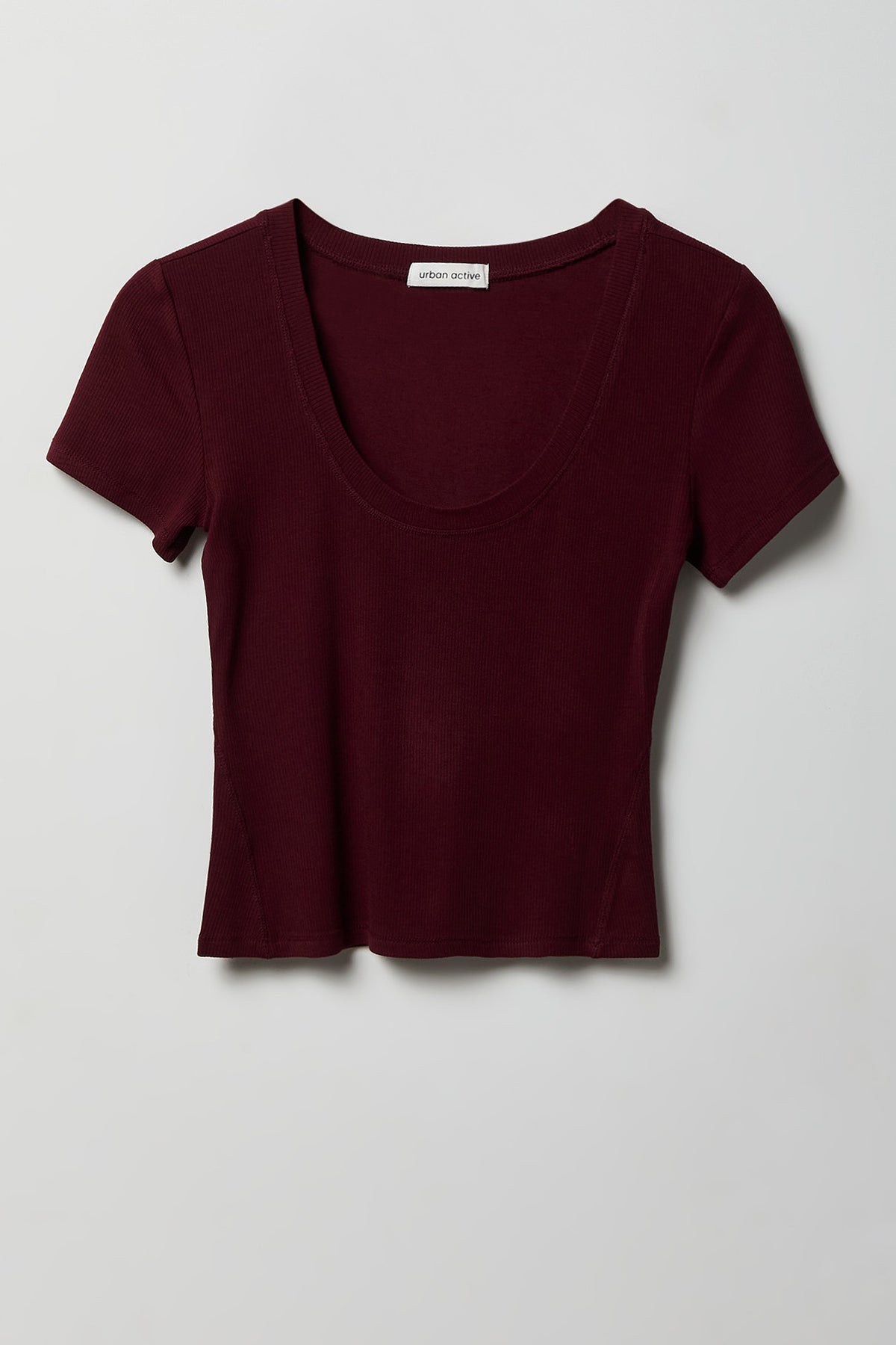 Soft Ribbed T-Shirt & Flare Pant Set - Burgundy