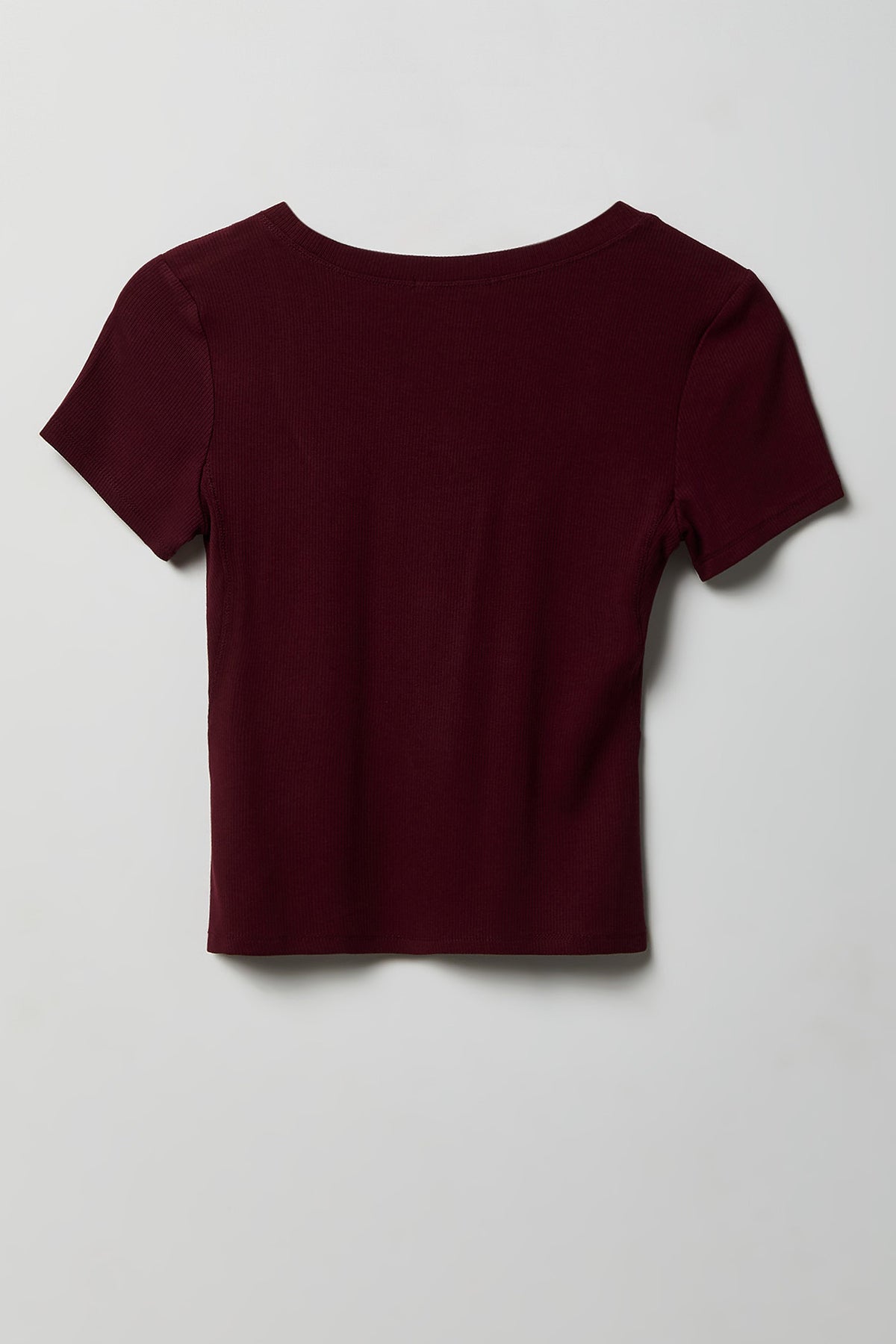 Alt View 2. Soft Ribbed T-Shirt & Flare Pant Set - Burgundy