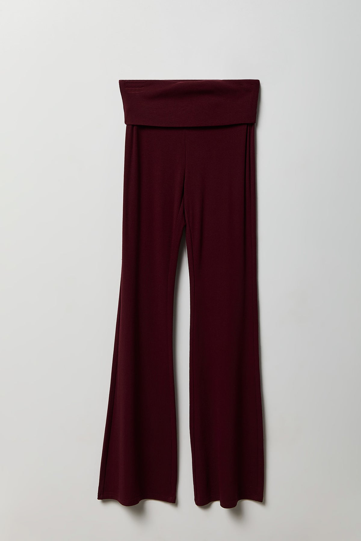 Alt View 3. Soft Ribbed T-Shirt & Flare Pant Set - Burgundy