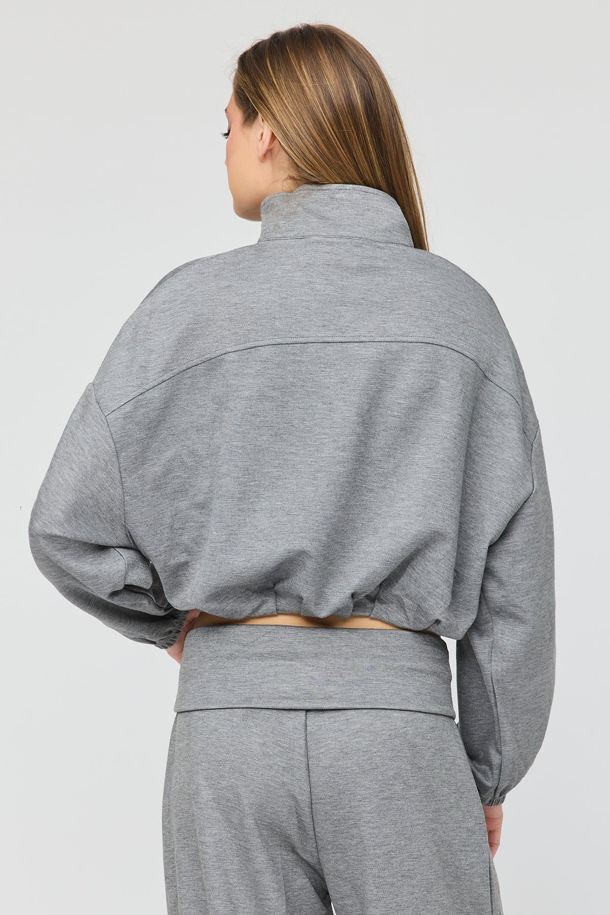 Alt View 2. U/A Bubble Hem Zip Sweatshirt - Dark Grey