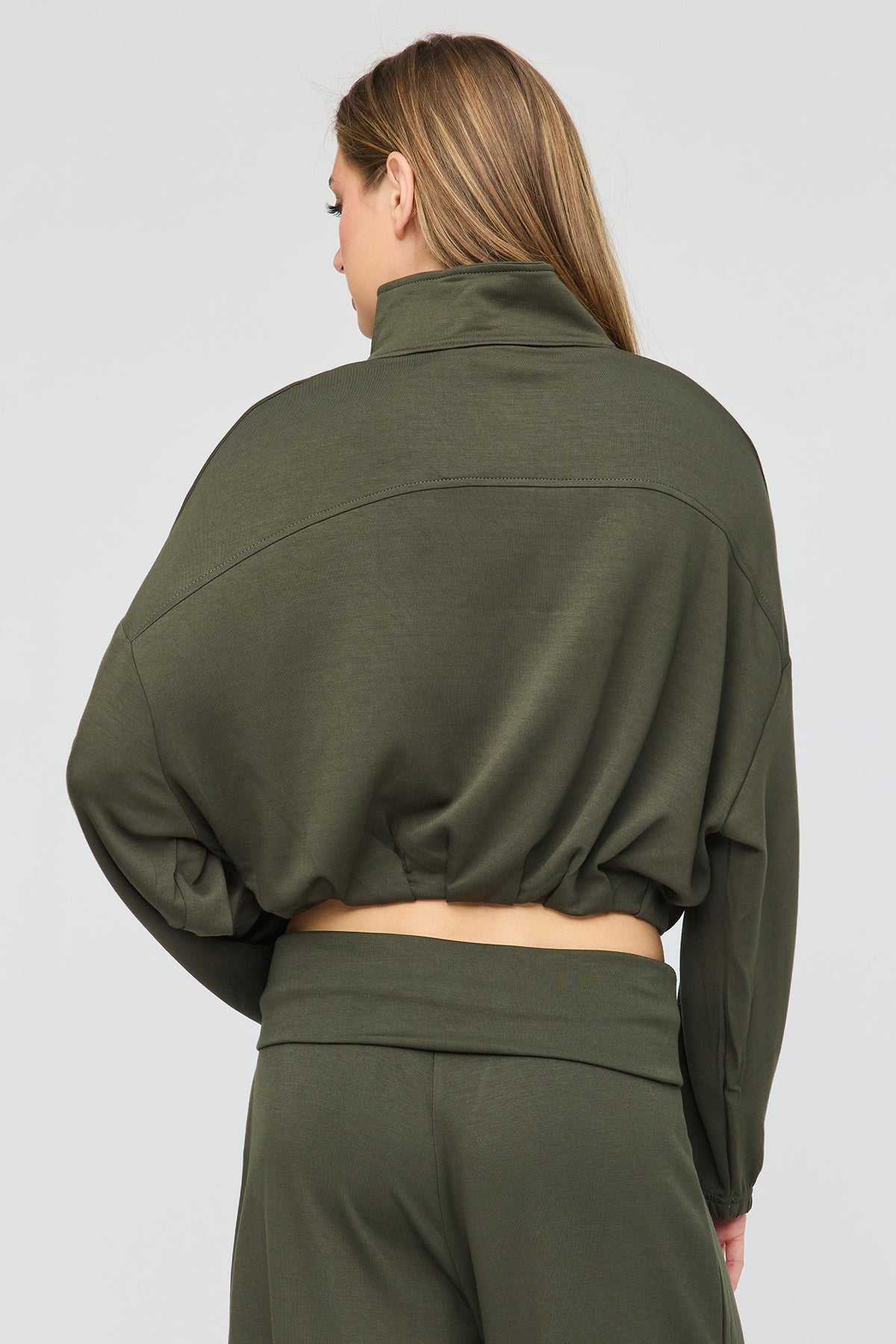 Alt View 2. U/A Bubble Hem Zip Sweatshirt - Green