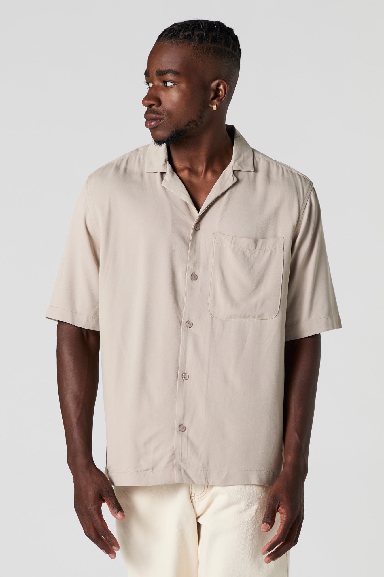 Short Sleeve Button-Up Top