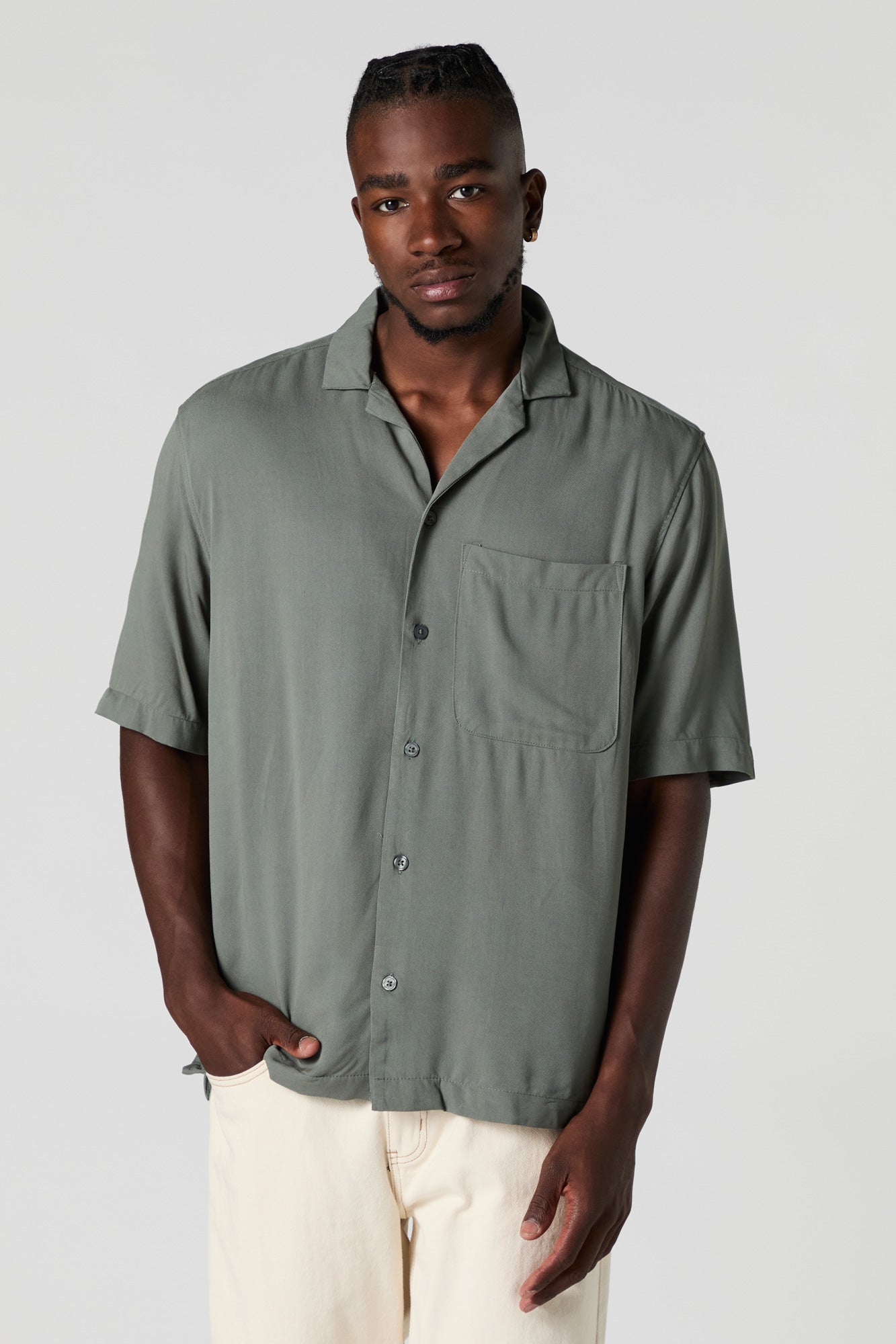 Short Sleeve Button-Up Top