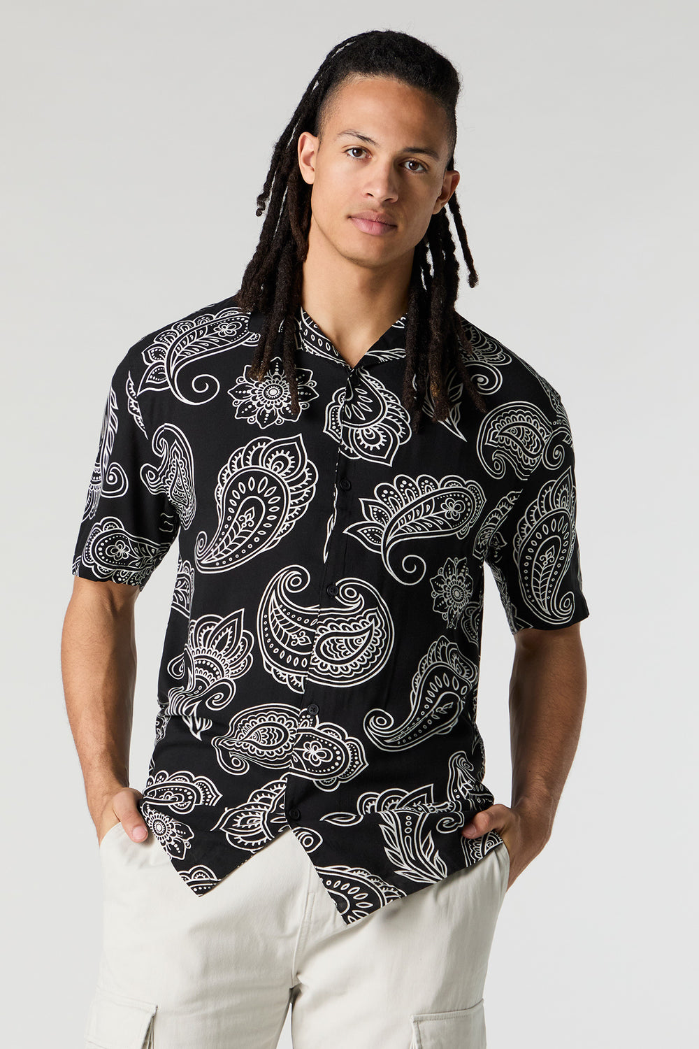 Print Short Sleeve Button-Up Top Print Short Sleeve Button-Up Top 8