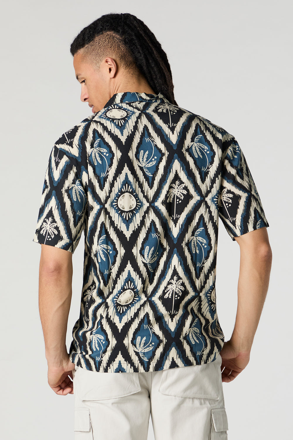 Print Short Sleeve Button-Up Top Print Short Sleeve Button-Up Top 2