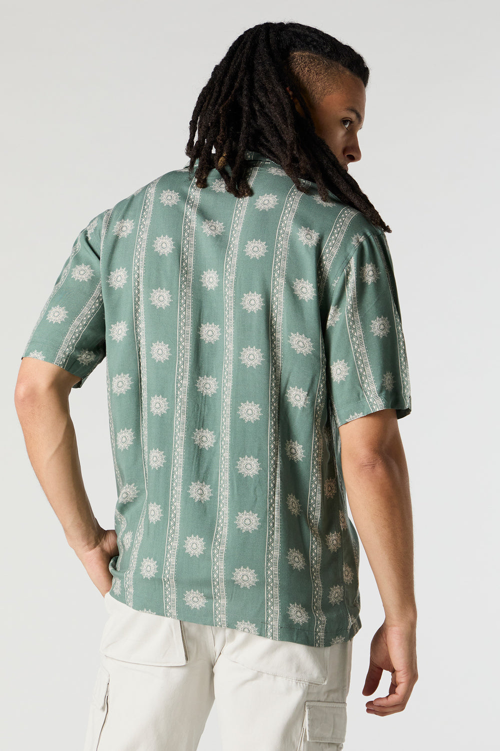 Print Short Sleeve Button-Up Top Print Short Sleeve Button-Up Top 21