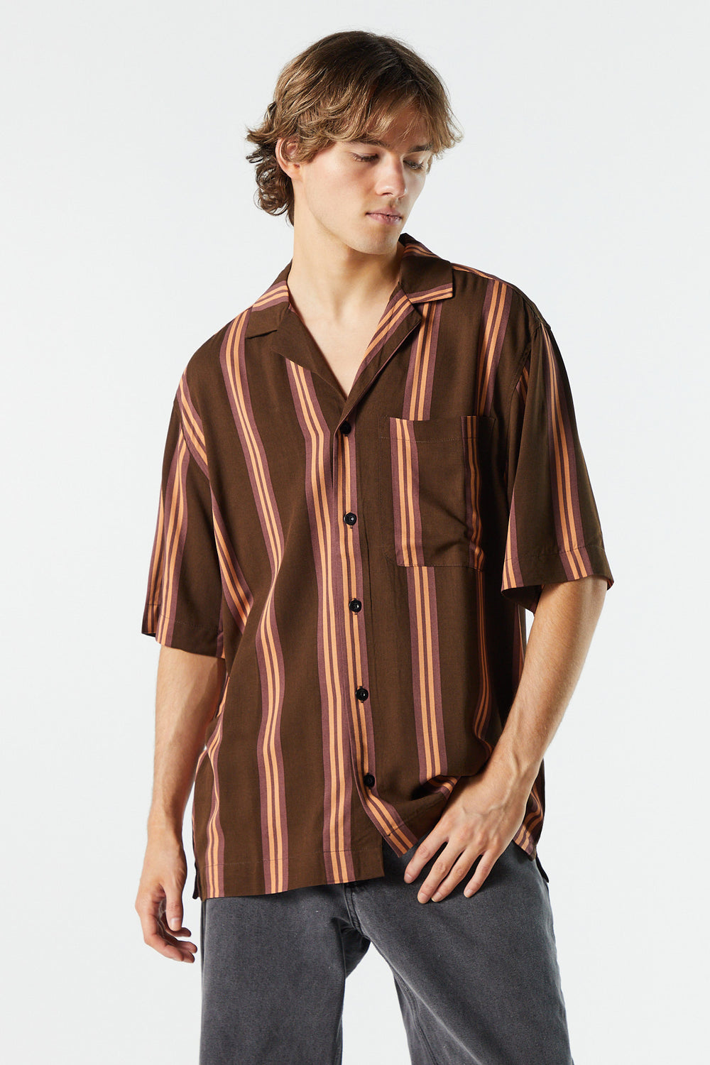 Striped Relaxed Button-Up Top Striped Relaxed Button-Up Top 2