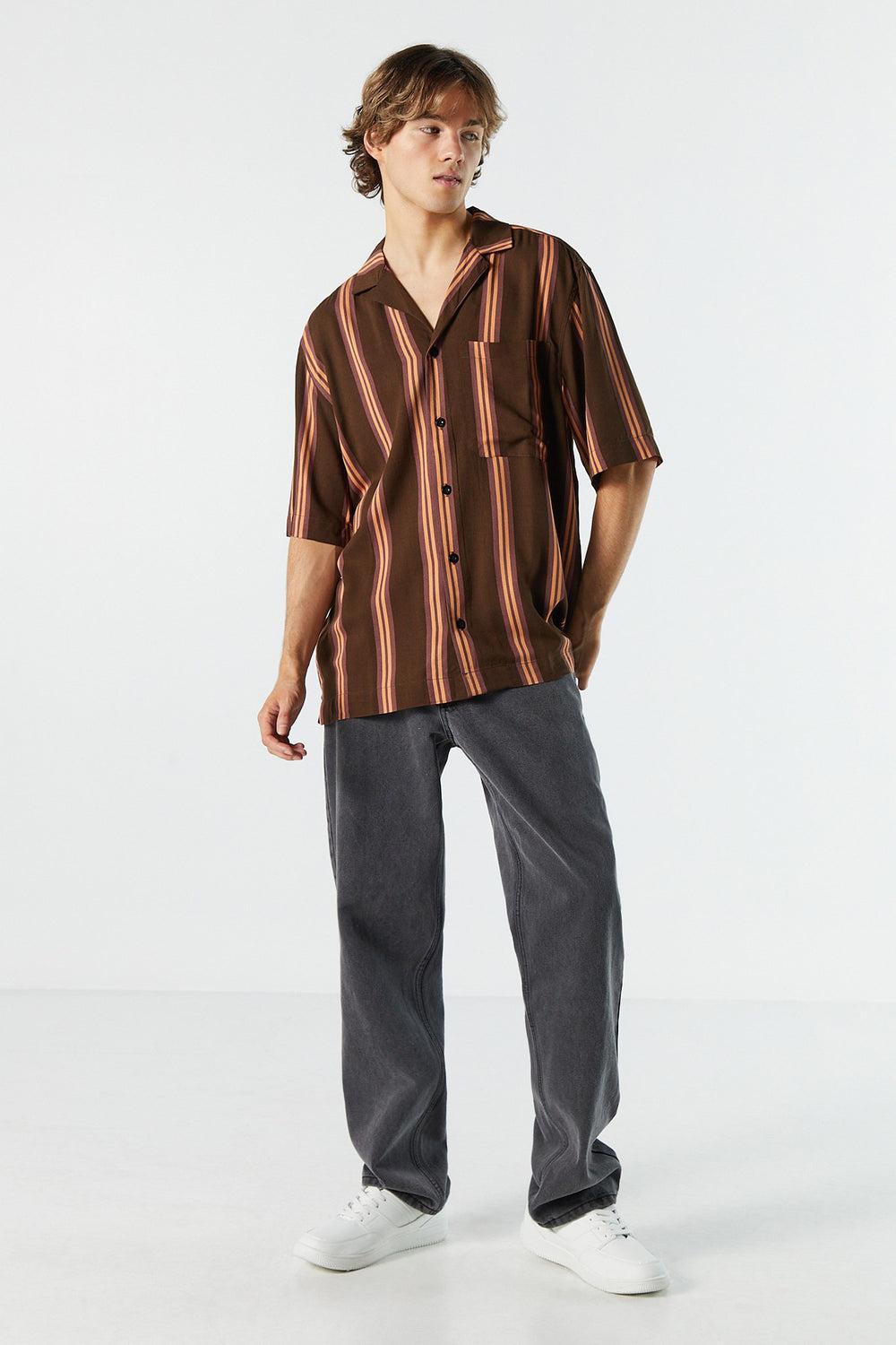 Striped Relaxed Button-Up Top Striped Relaxed Button-Up Top 4