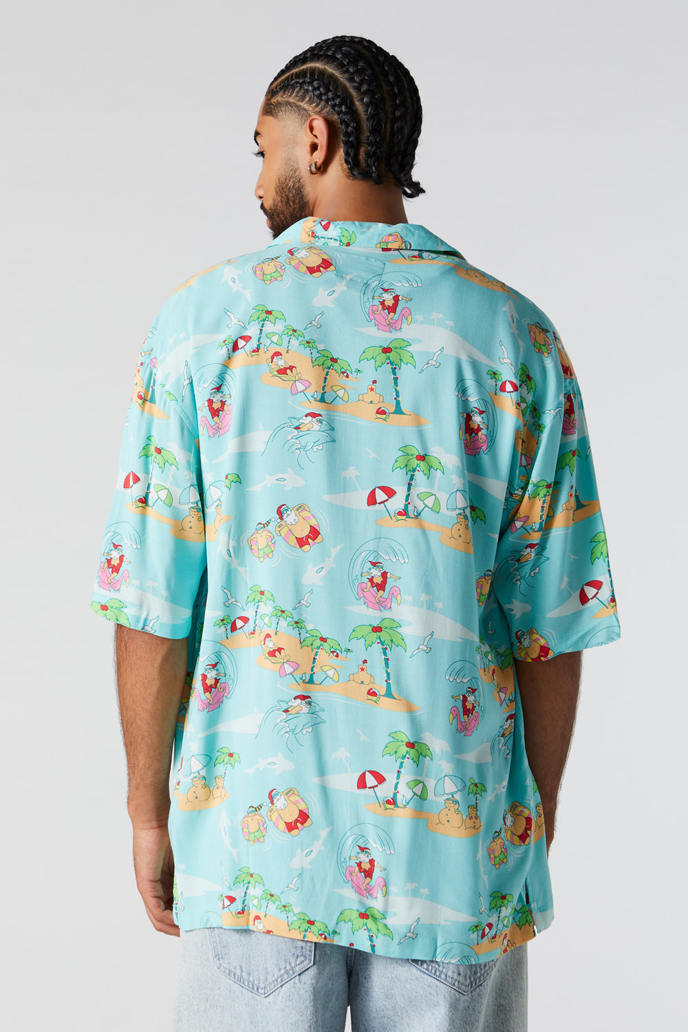 Tropical Santa Print Button-Up Top Tropical Santa Print Button-Up Top 2