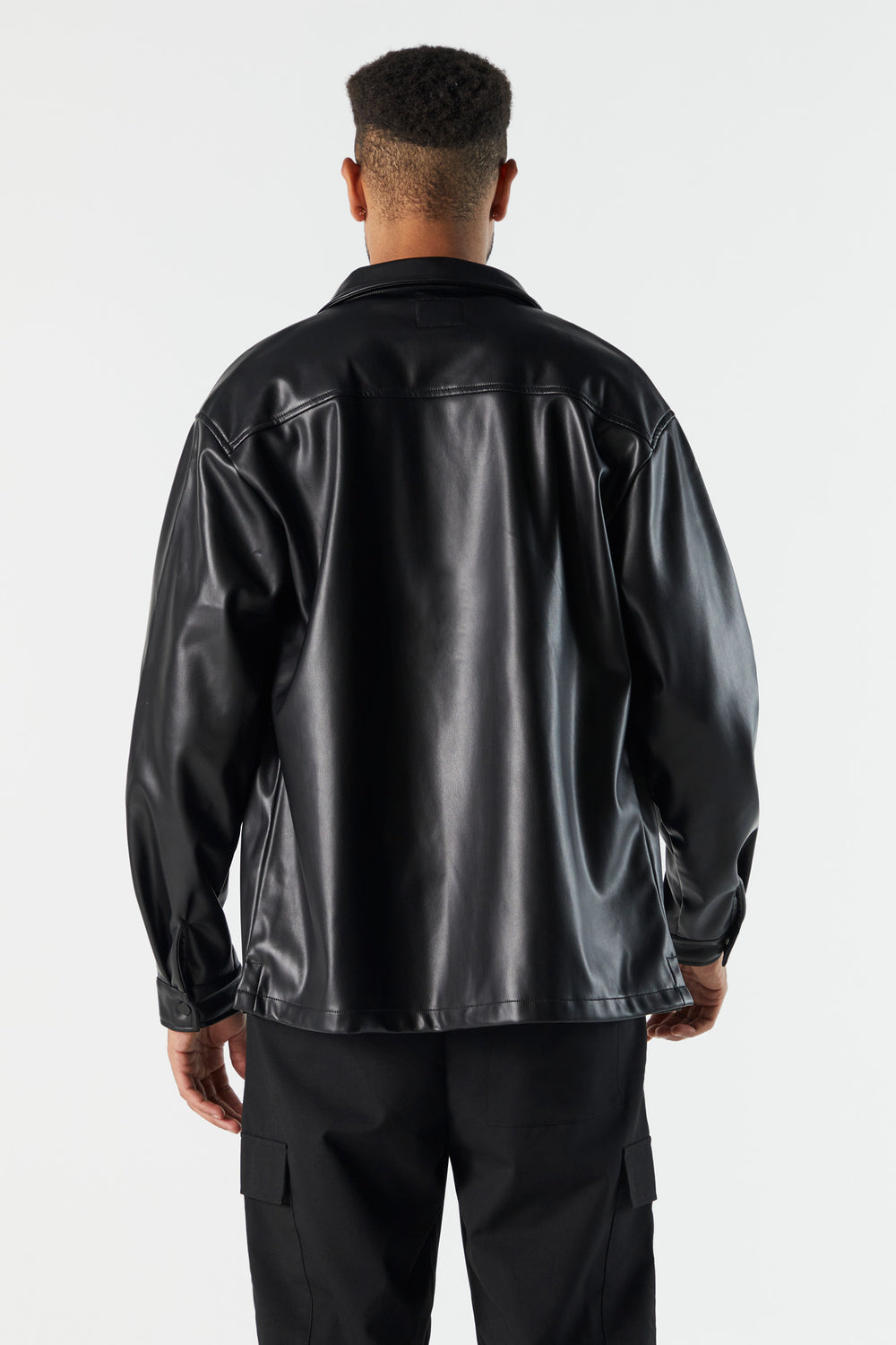 Faux Leather Button-Up Long Sleeve Top Faux Leather Button-Up Long Sleeve Top 3