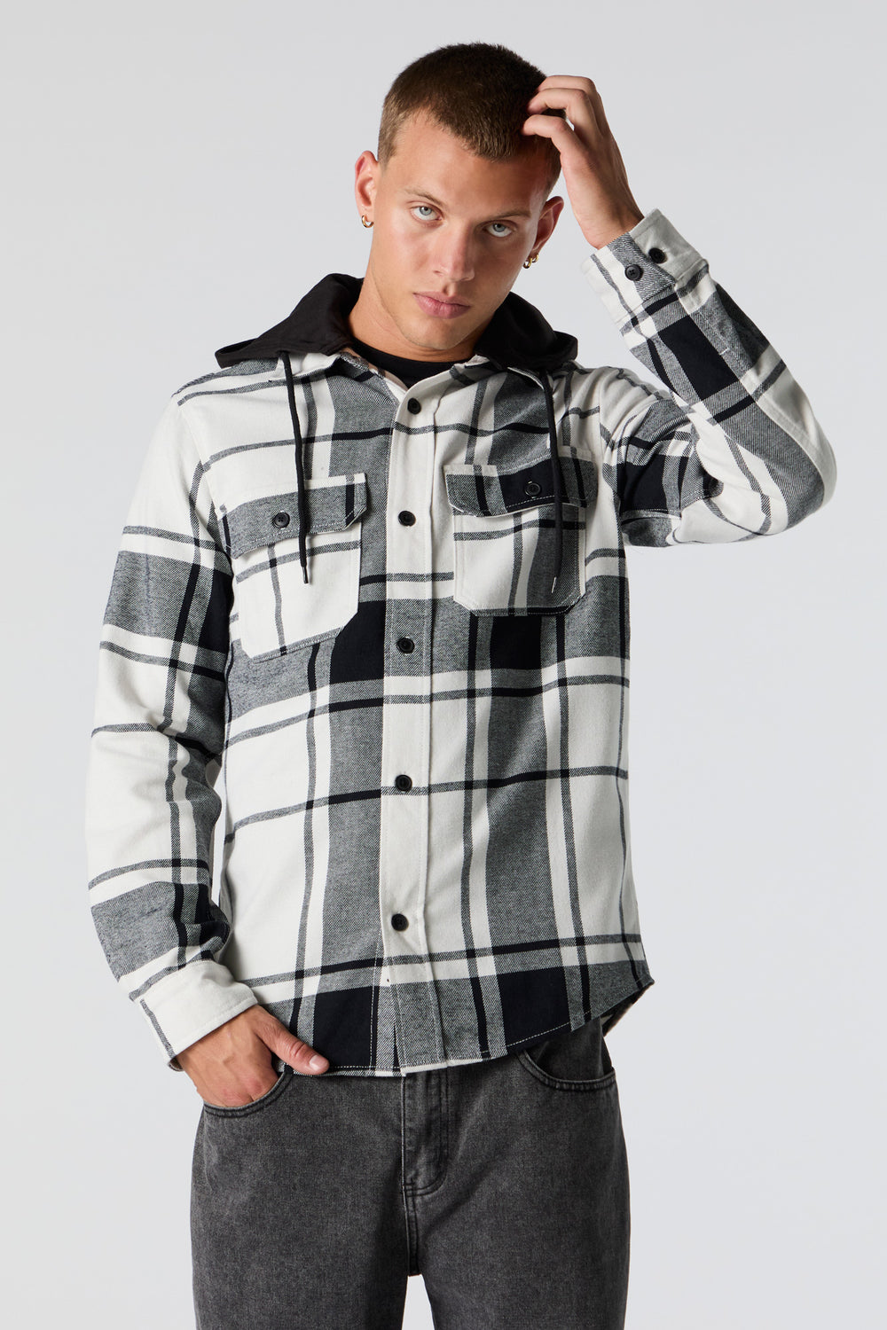 Plaid Hooded Flannel Long Sleeve Top Plaid Hooded Flannel Long Sleeve Top 6