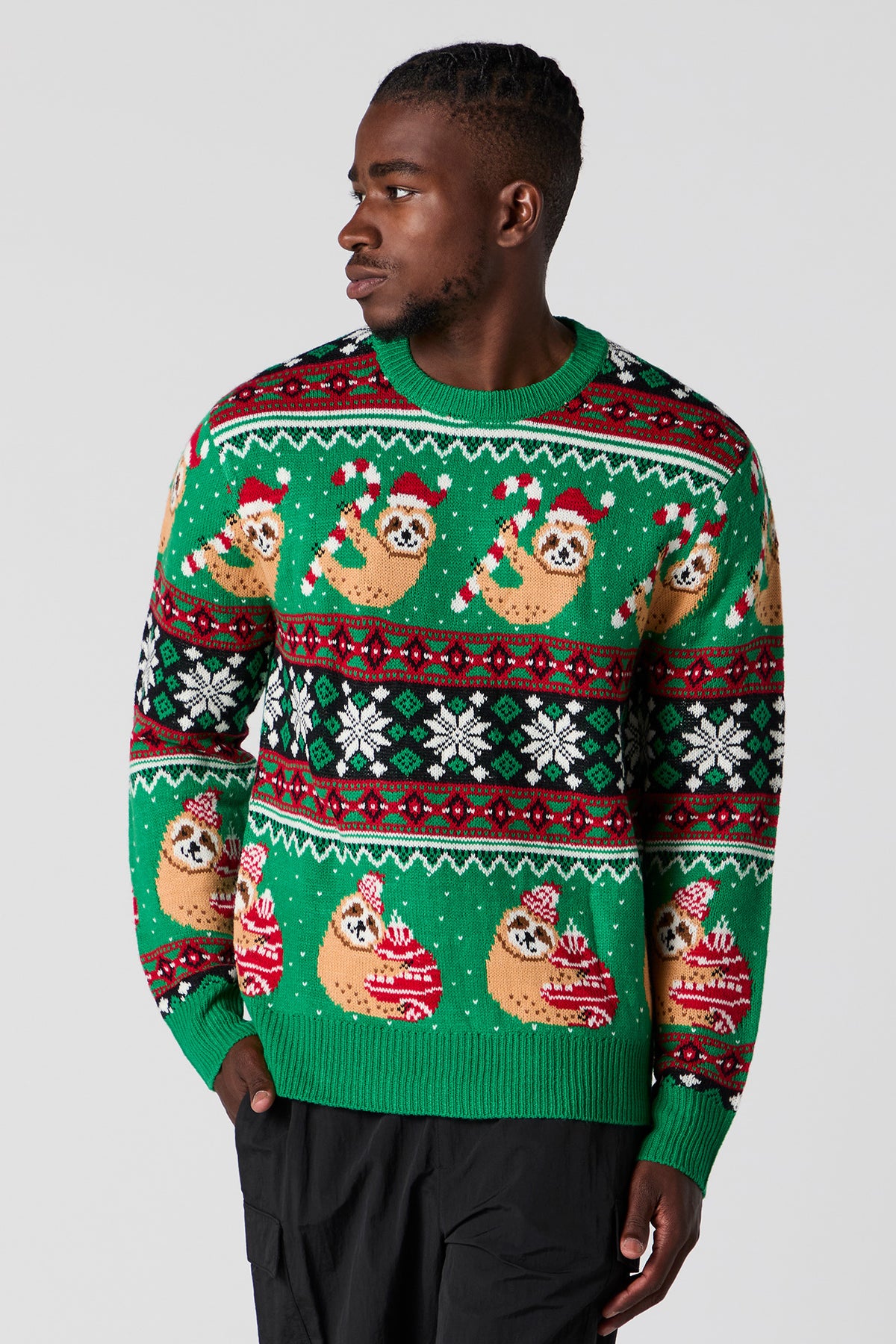 Sloth Jacquard Knit Ugly Christmas Sweater