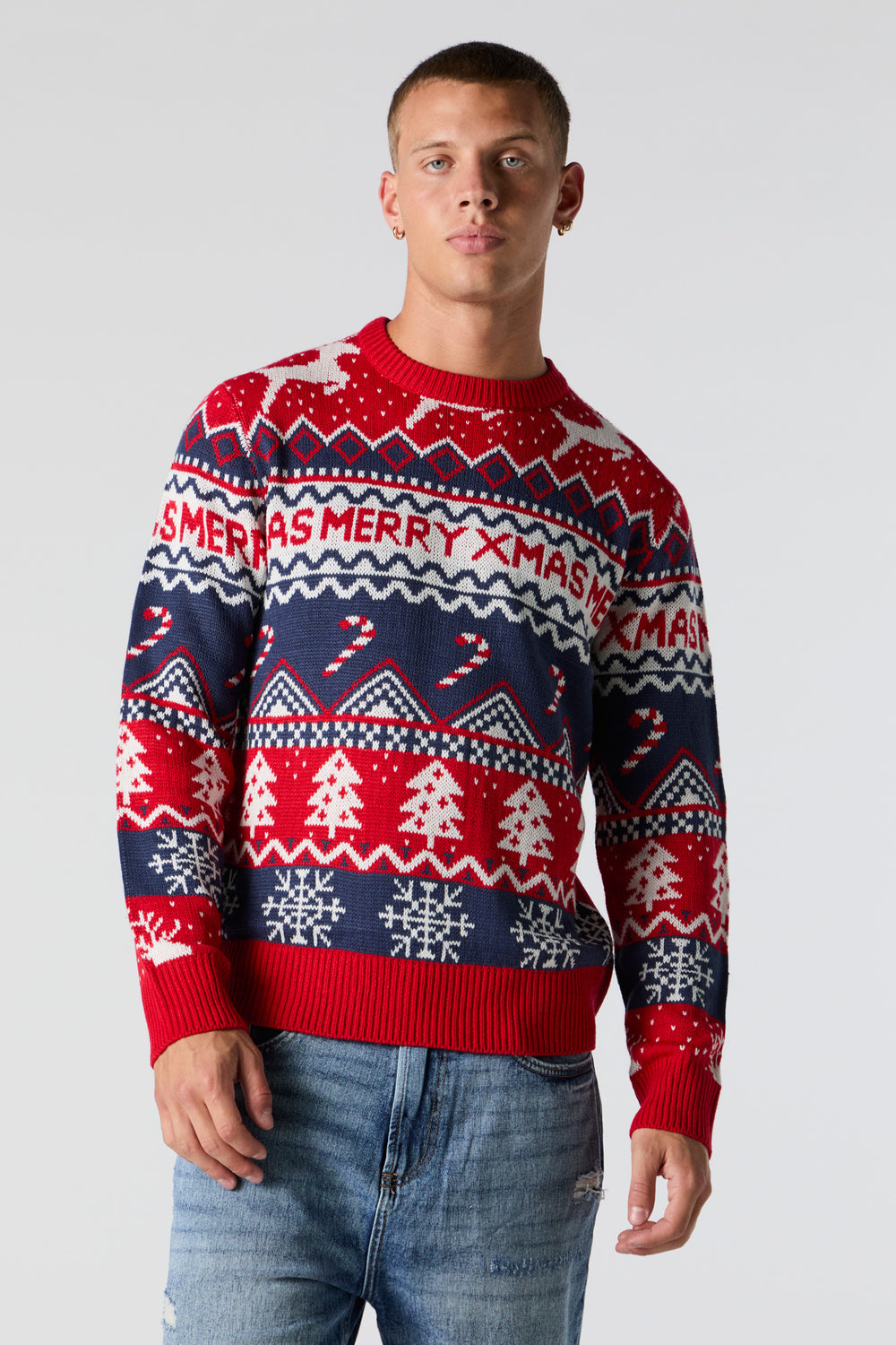 Merry Xmas Fairisle Jacquard Knit Christmas Sweater Merry Xmas Fairisle Jacquard Knit Christmas Sweater 1