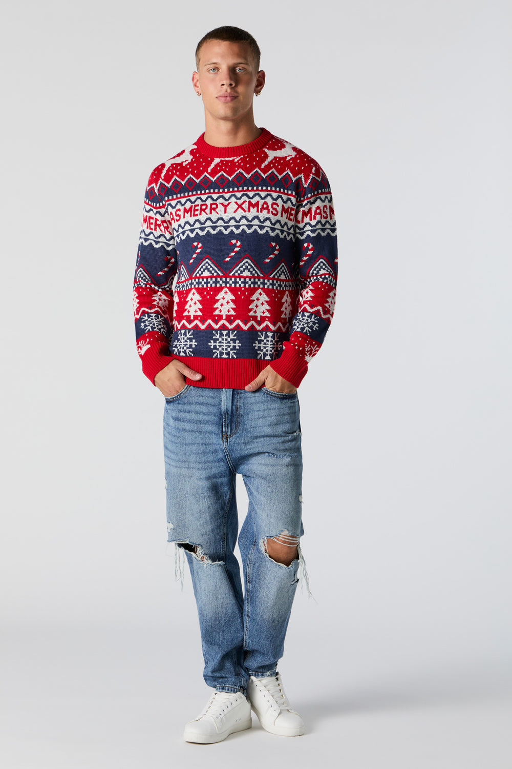 Merry Xmas Fairisle Jacquard Knit Christmas Sweater Merry Xmas Fairisle Jacquard Knit Christmas Sweater 3