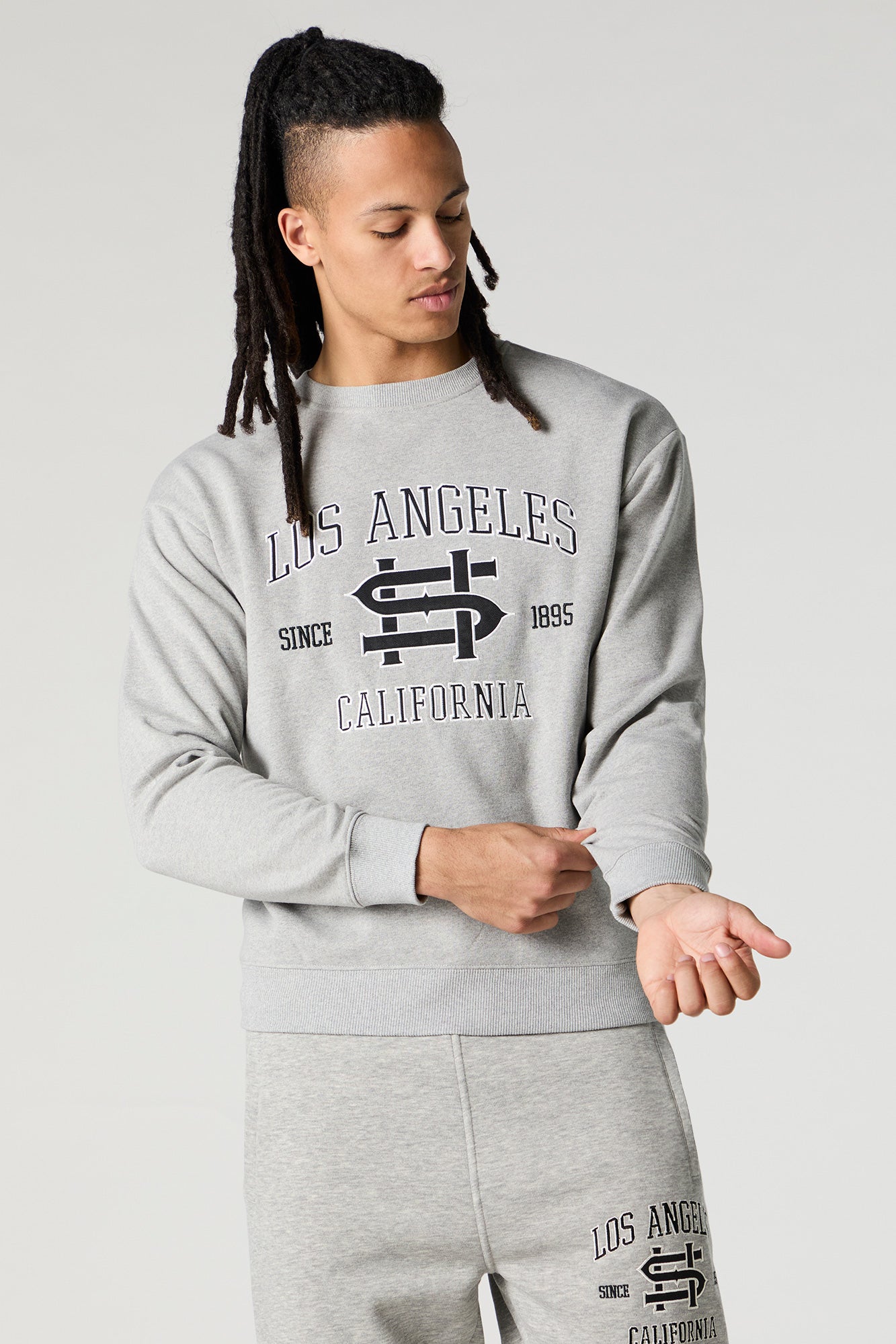 Chenille Embroidered Fleece Sweatshirt