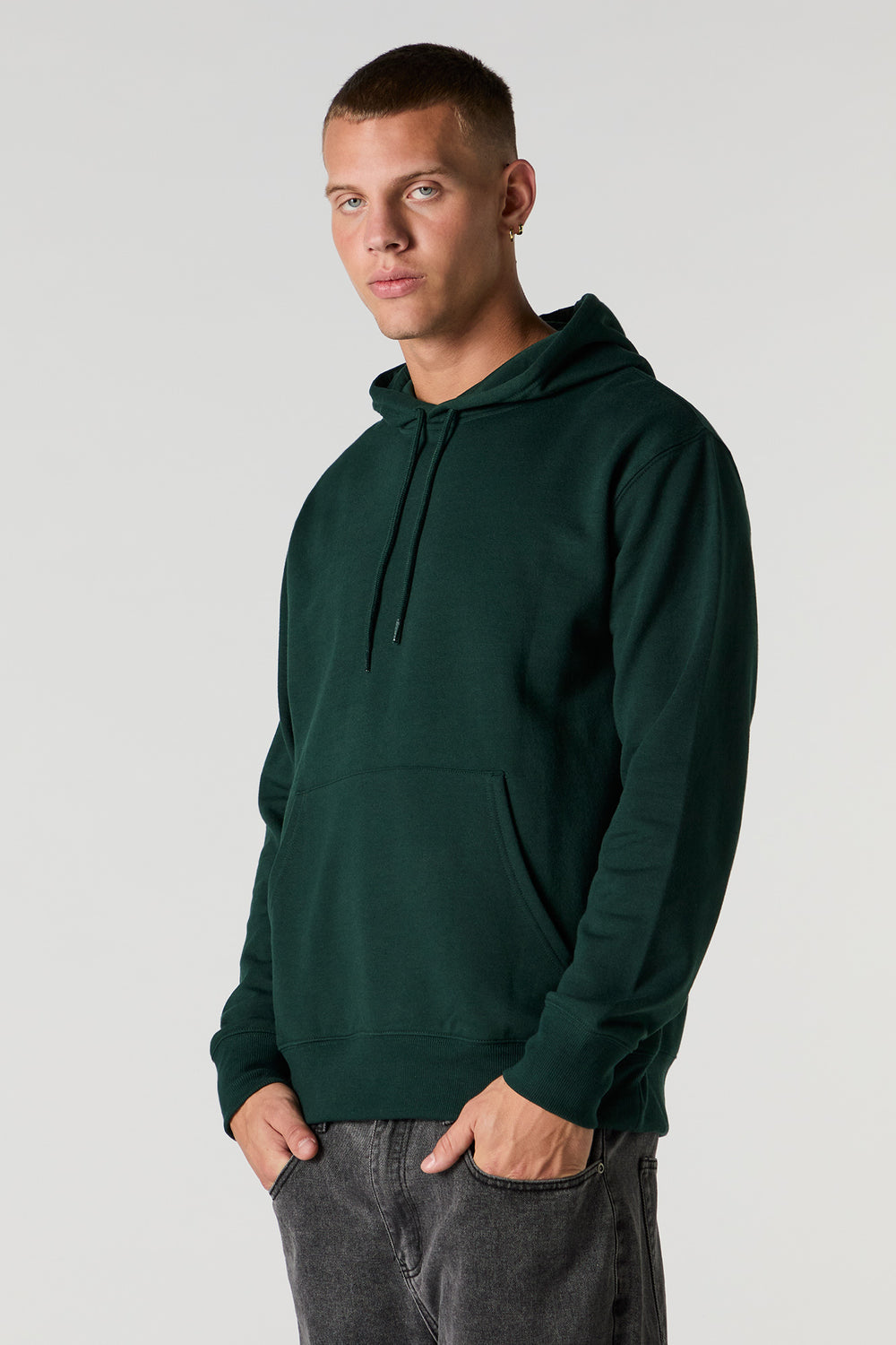 Solid Fleece Drawstring Hoodie Solid Fleece Drawstring Hoodie 1