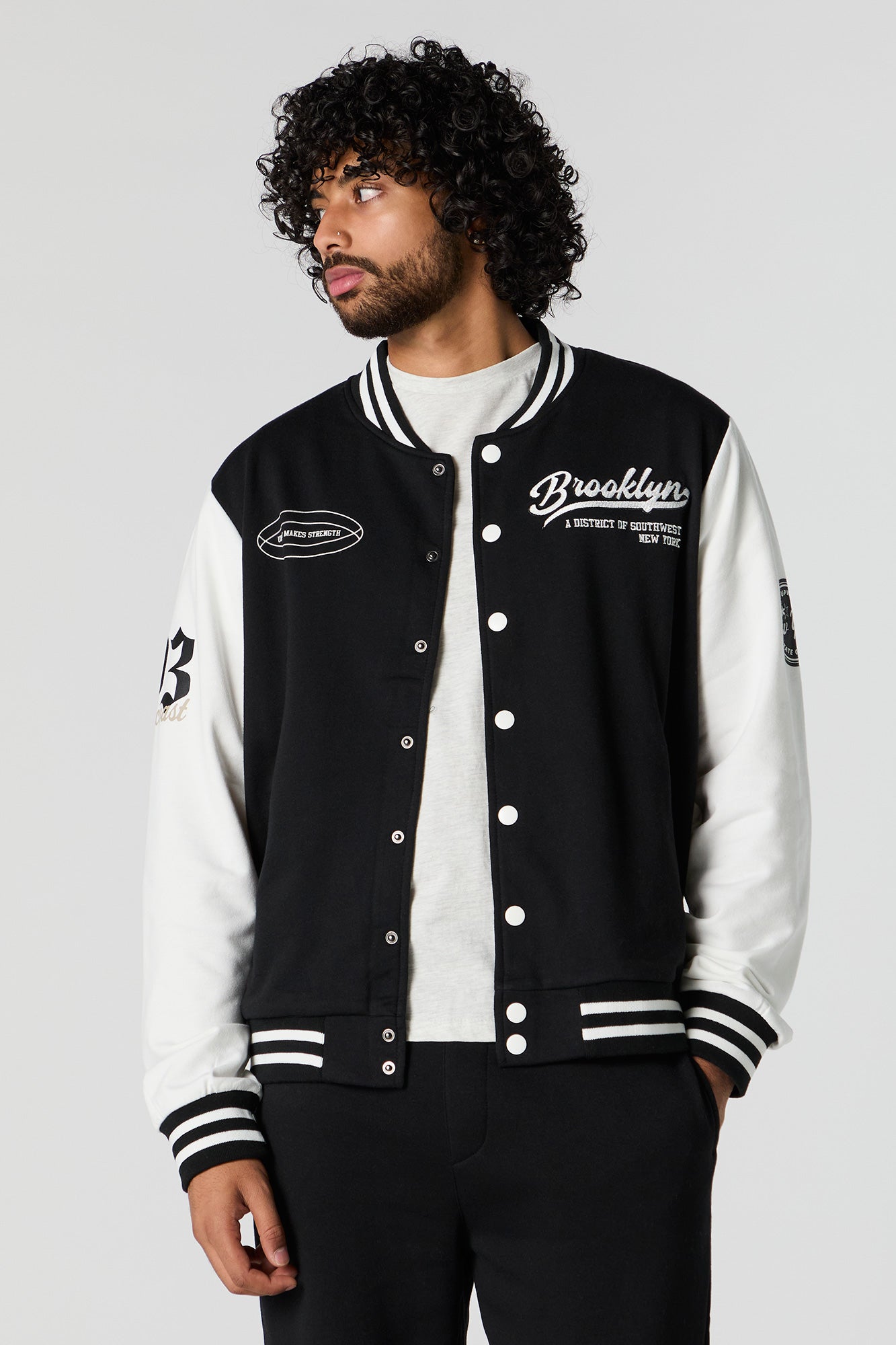 Embroidered Fleece Varsity Jacket