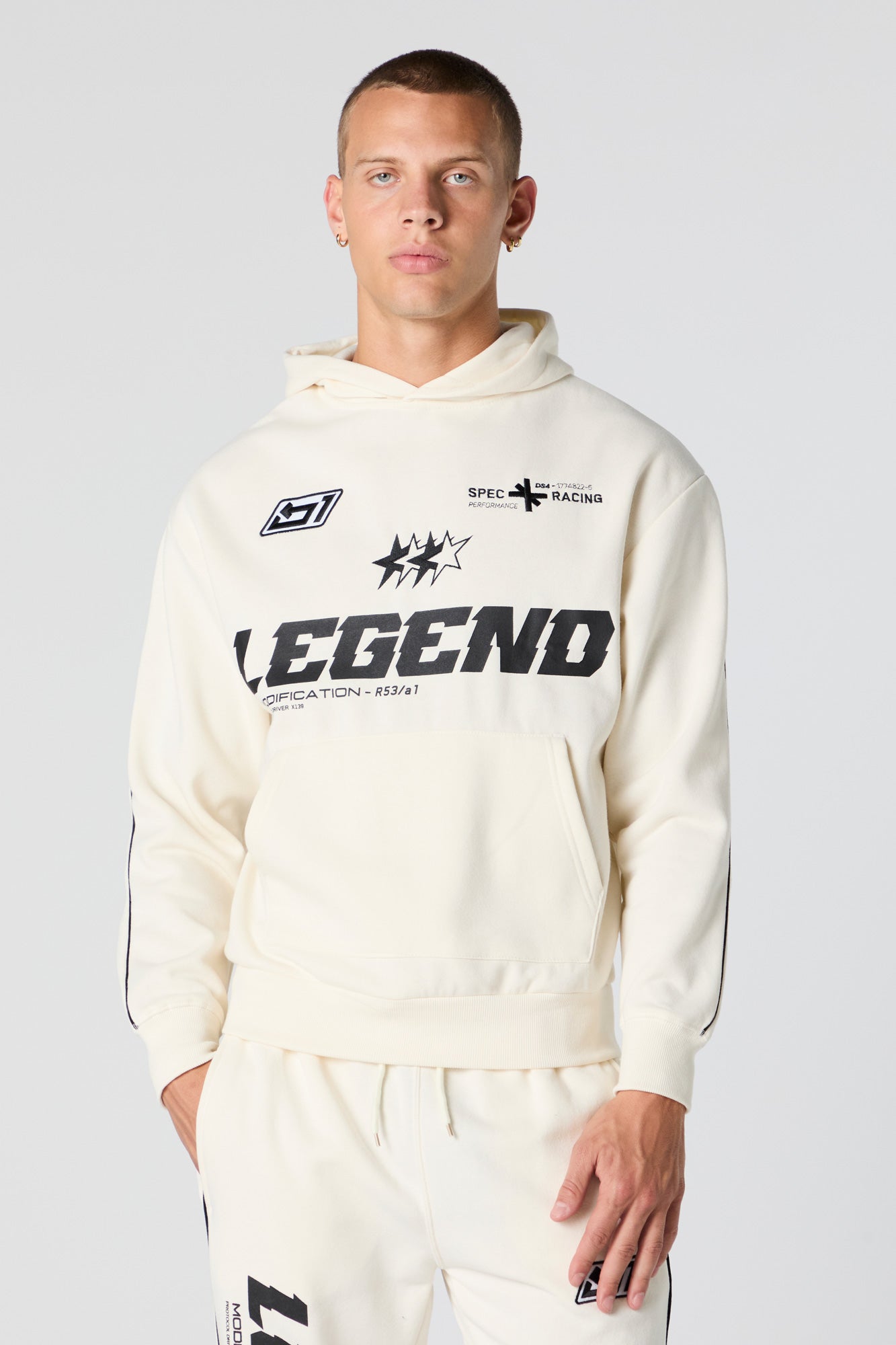 Racing Legend Embroidered Graphic Fleece Hoodie