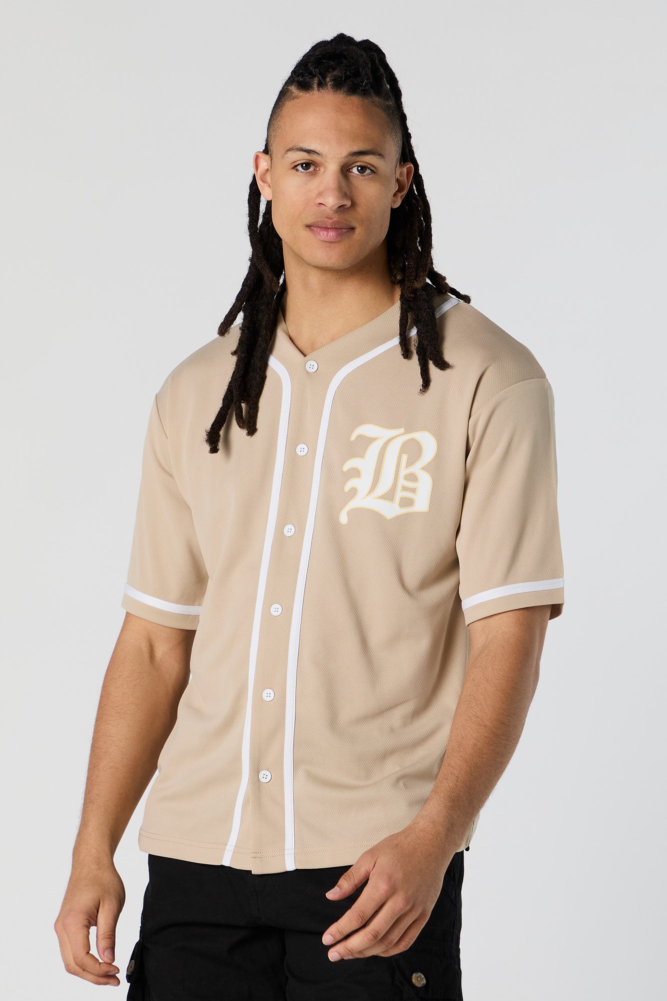 B Graphic Mesh Baseball Jersey