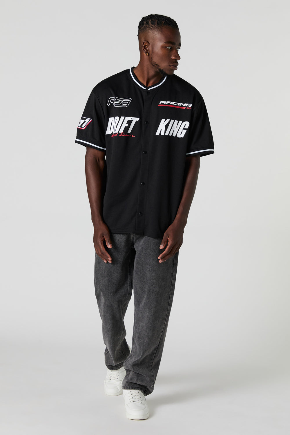 Drift King Graphic Mesh Racing Baseball Jersey Drift King Graphic Mesh Racing Baseball Jersey 3