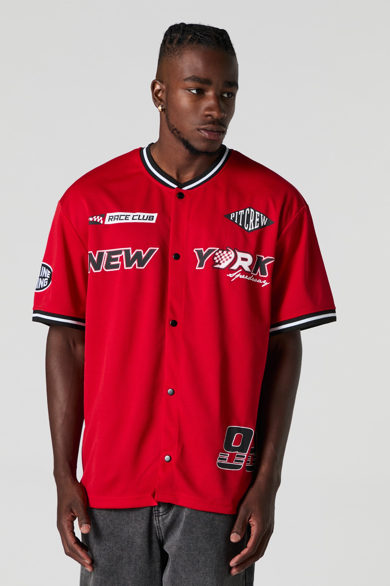 New York Graphic Mesh Racing Baseball Jersey