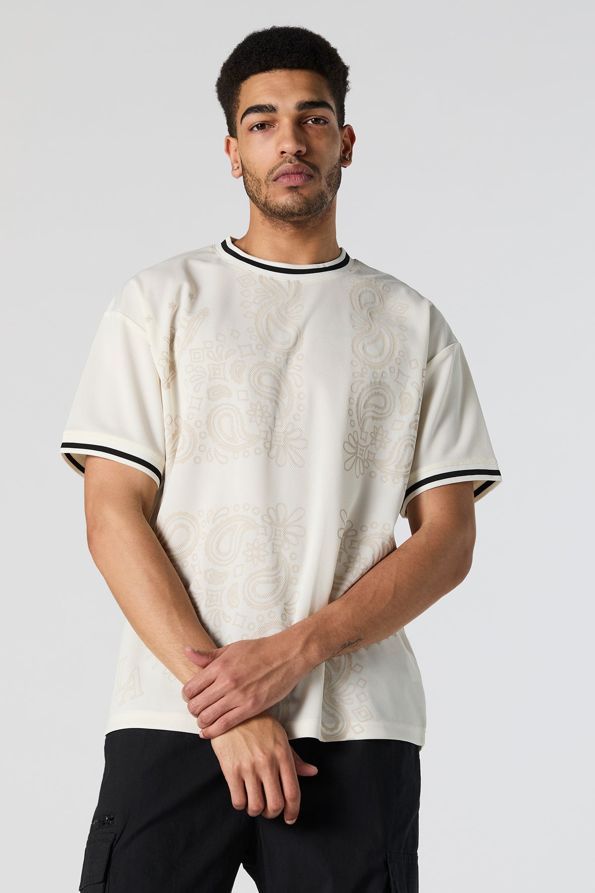 Mesh Bandana Print Relaxed T-Shirt