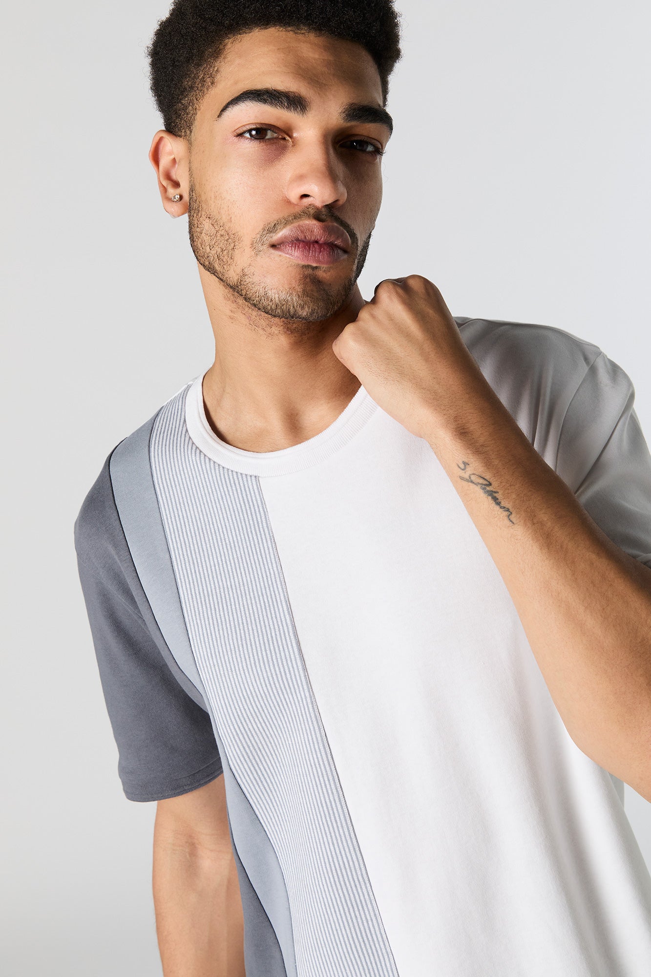 Vertical Striped Colourblock T-Shirt