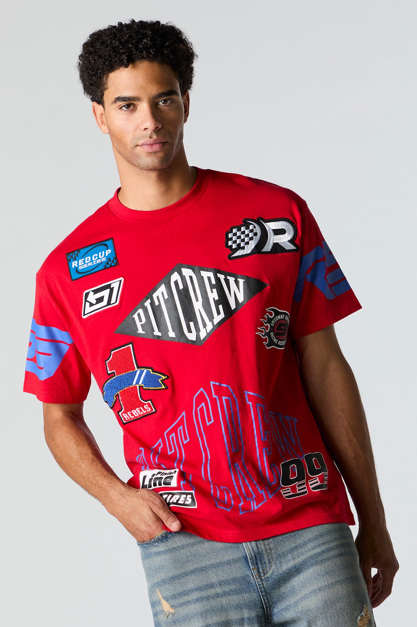 Racer Embroidered Graphic T-Shirt