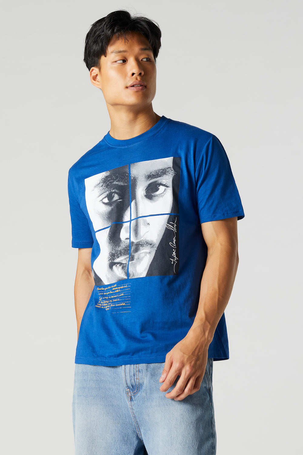 Blue Tupac Graphic T-Shirt Blue Tupac Graphic T-Shirt 1