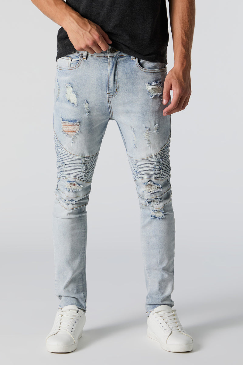 Distressed Skinny Moto Jean