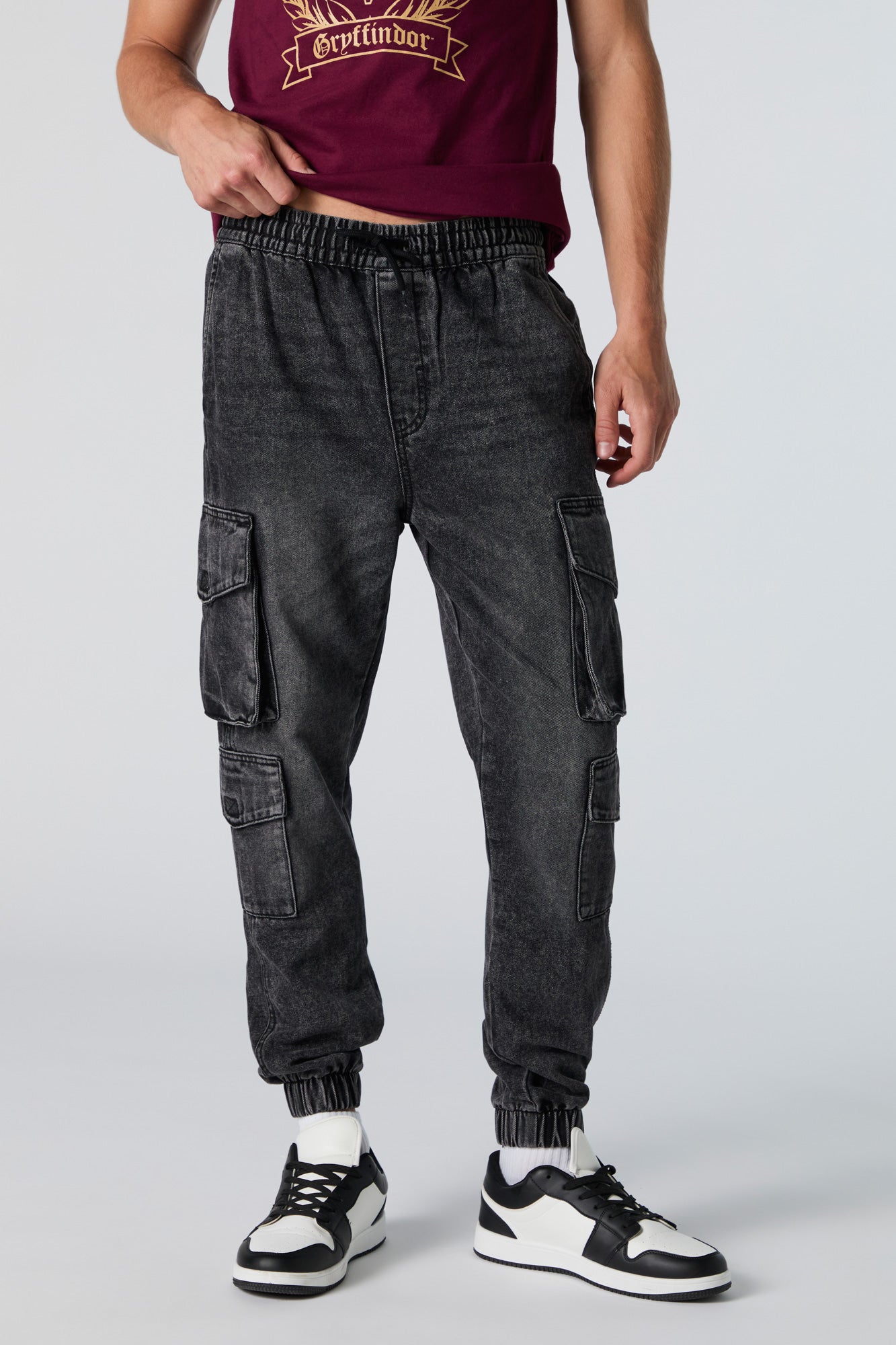 Vintage Wash Denim Cargo Jogger